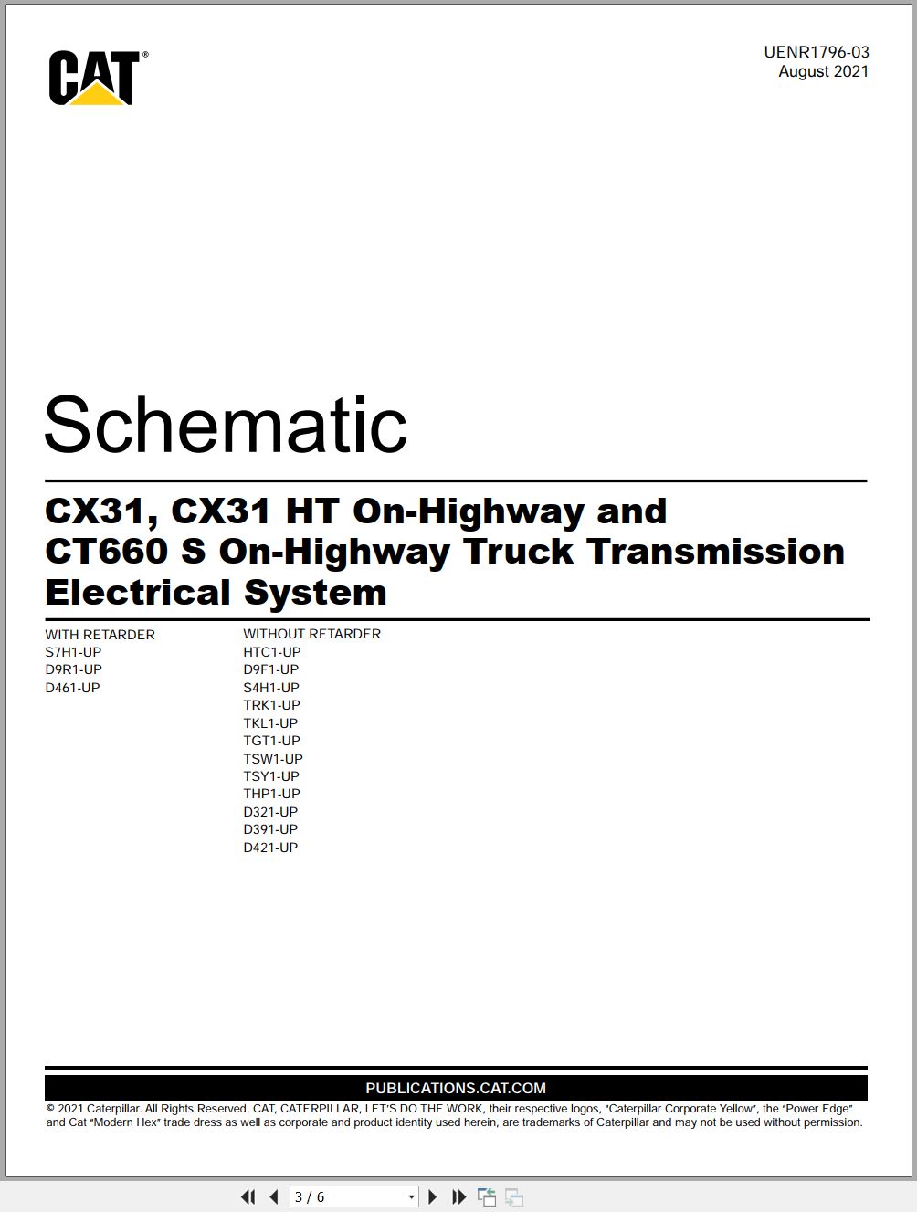 CAT Transmission CX31 HT to CT660 S Electrical Schematic UENR1796 03 2021 (1)