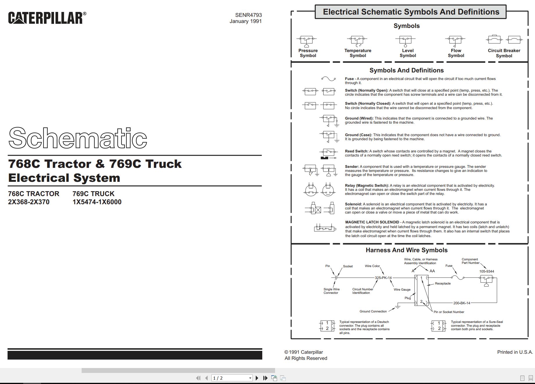 CAT Truck 768C 769C Electrical Schematic SENR4793 00 1991 (1)