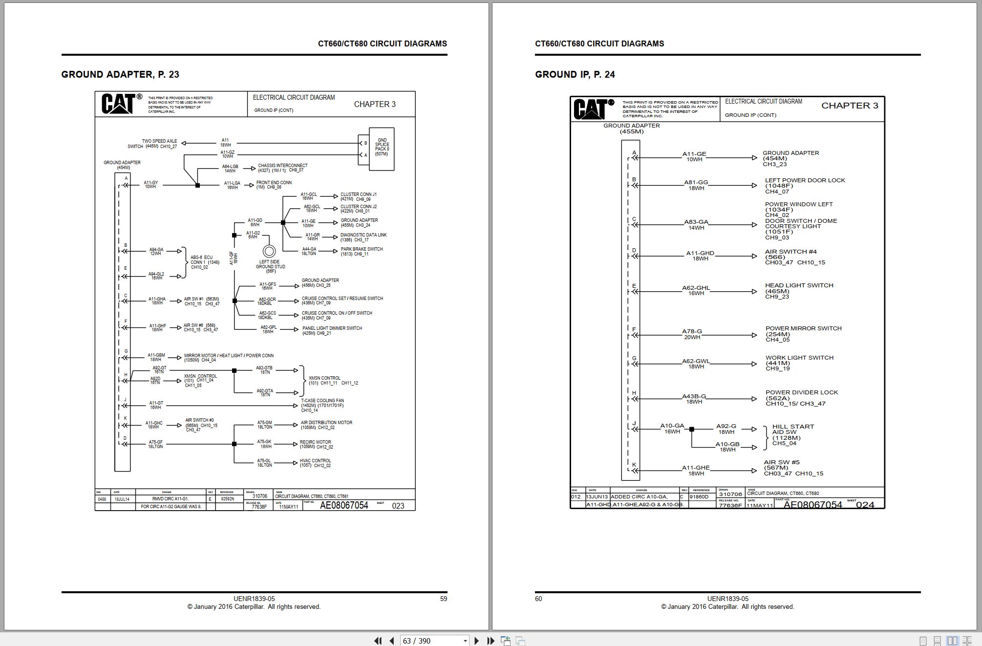 CAT Truck CT660 CT680 CT681 Circuit Diagrams UENR1839 05 2016 (2)