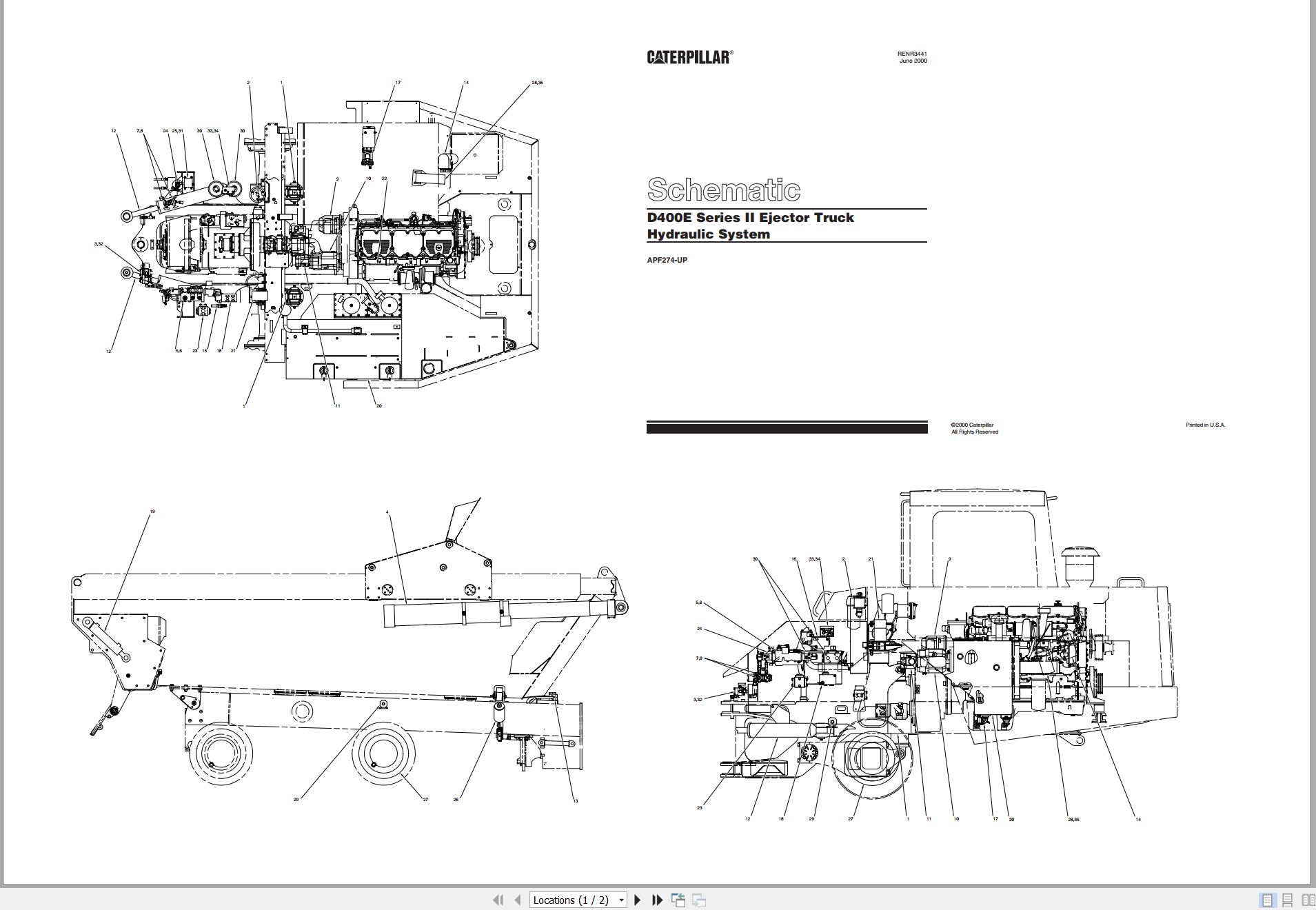 CAT Truck D400E II Ejector Hydraulic Schematic RENR3441 00 2000 (1)