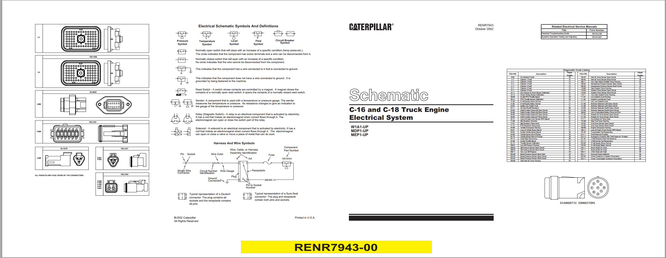CAT Truck Engine C 16 C 18 Electrical Schematic RENR7943 00 2002 (1)