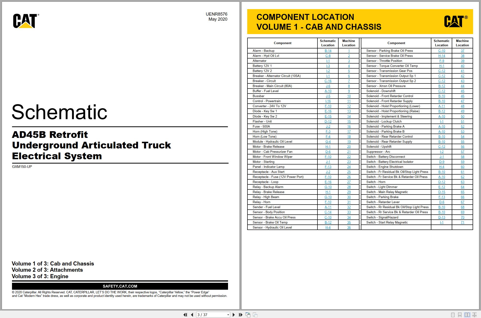 CAT Underground Articulated Truck AD45B Electrical Hydraulic Schematic (1)