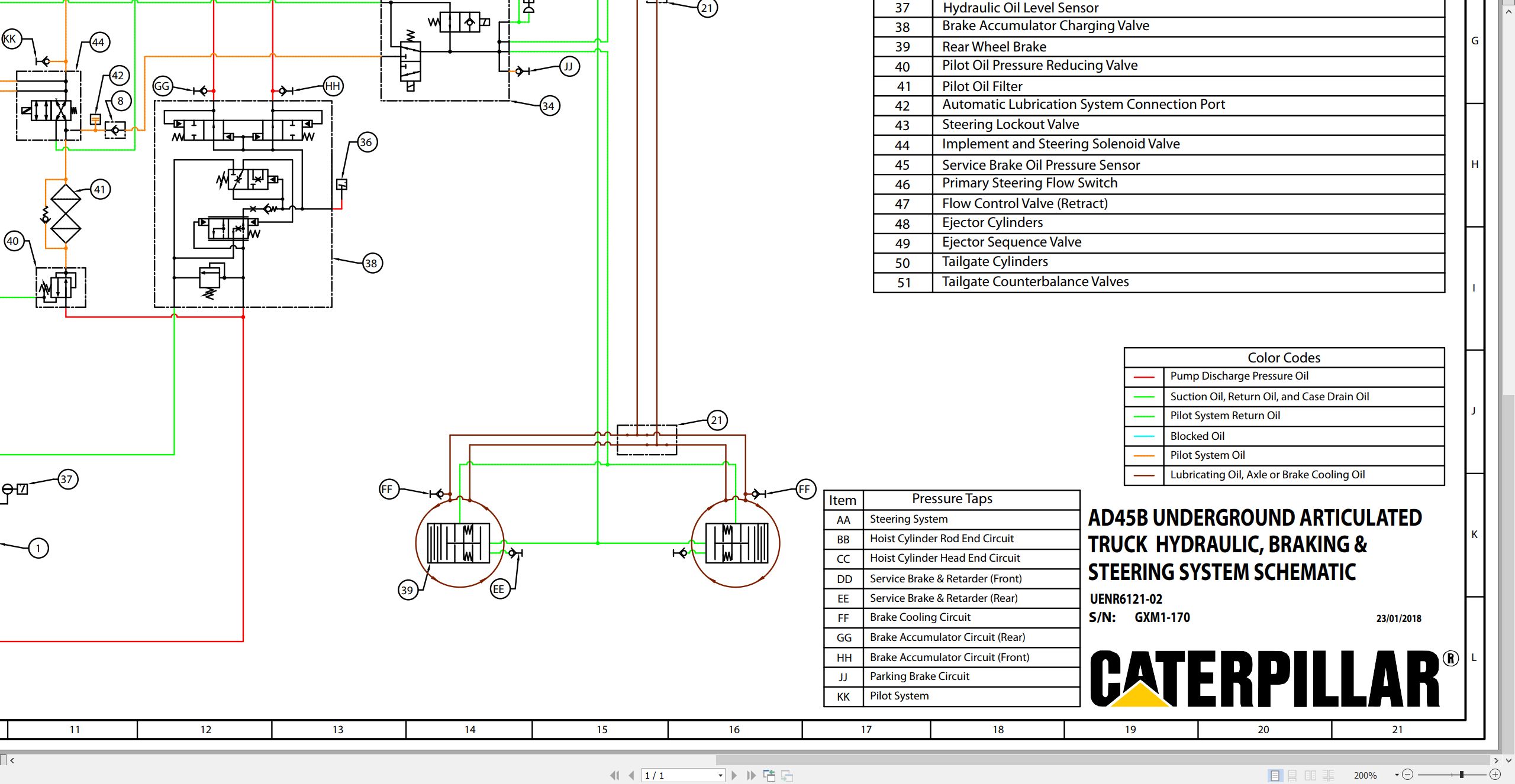 CAT Underground Articulated Truck AD45B Electrical Hydraulic Schematic (3)