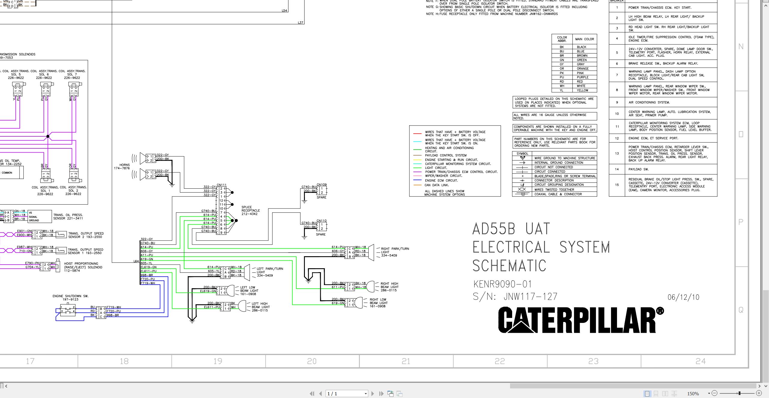 CAT Underground Articulated Truck AD55B Electrical Hydraulic Schematic (1)