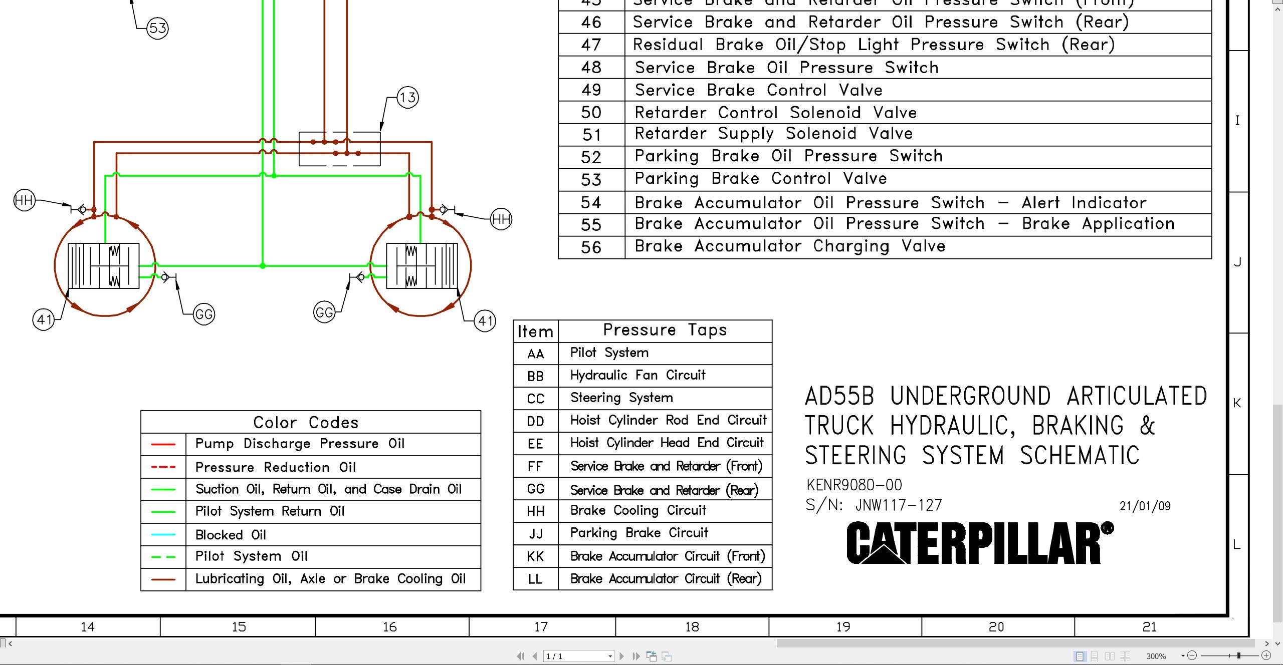 CAT Underground Articulated Truck AD55B Electrical Hydraulic Schematic (2)