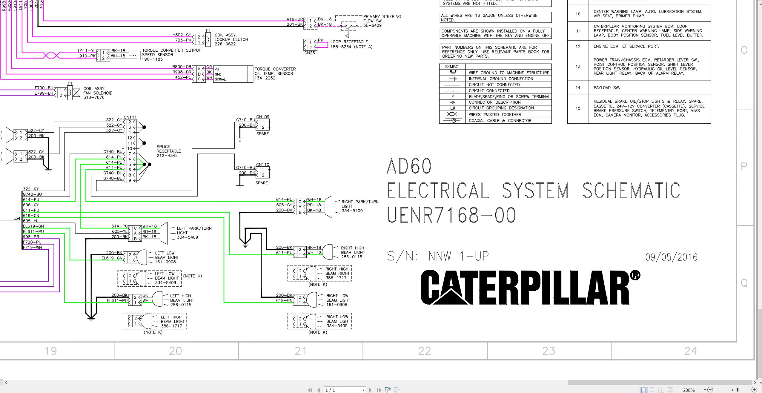 CAT Underground Articulated Truck AD60 UATs Electrical Schematic (1)