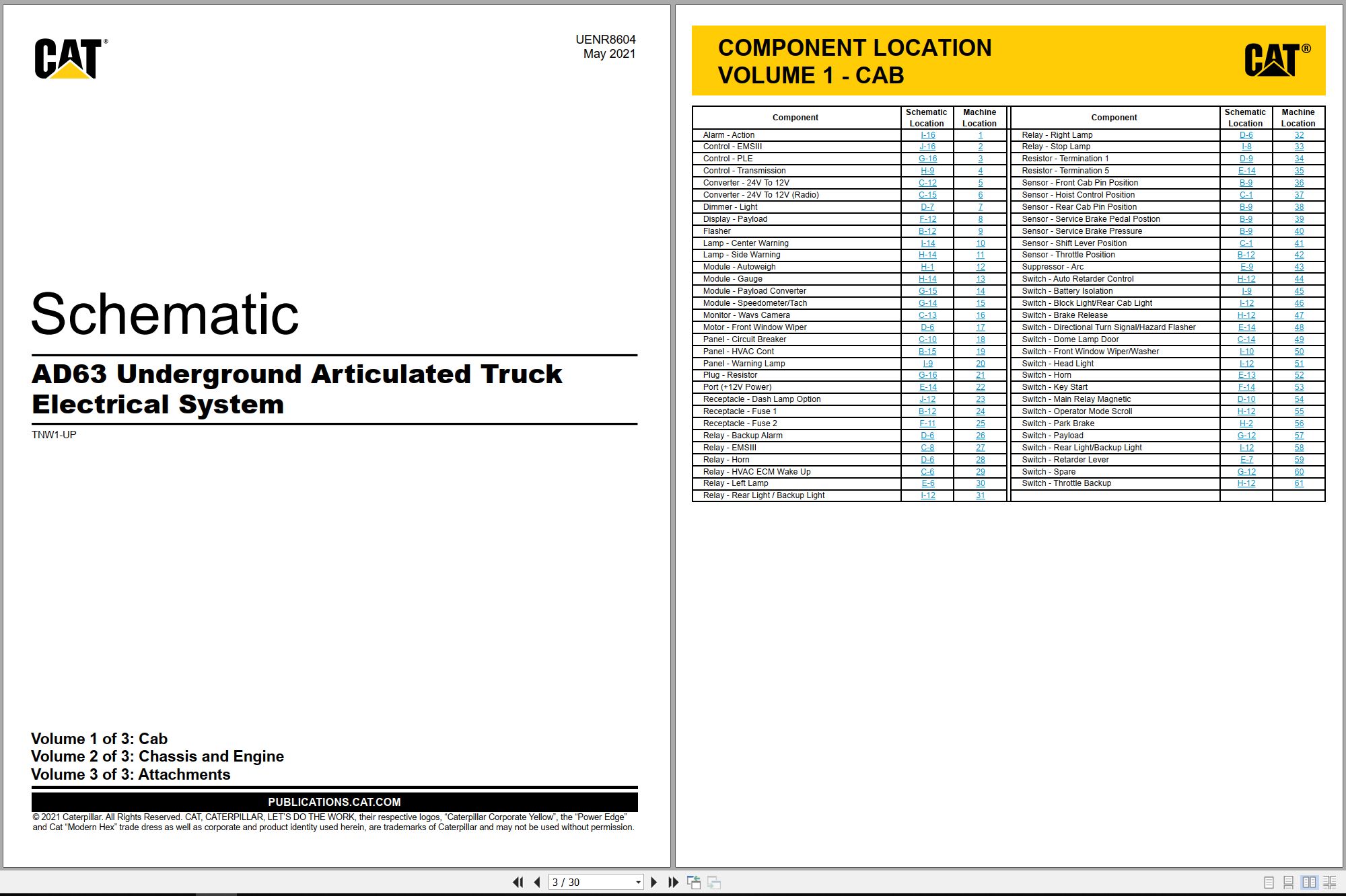 CAT Underground Articulated Truck AD63 Electrical Hydraulic Schematic (1)