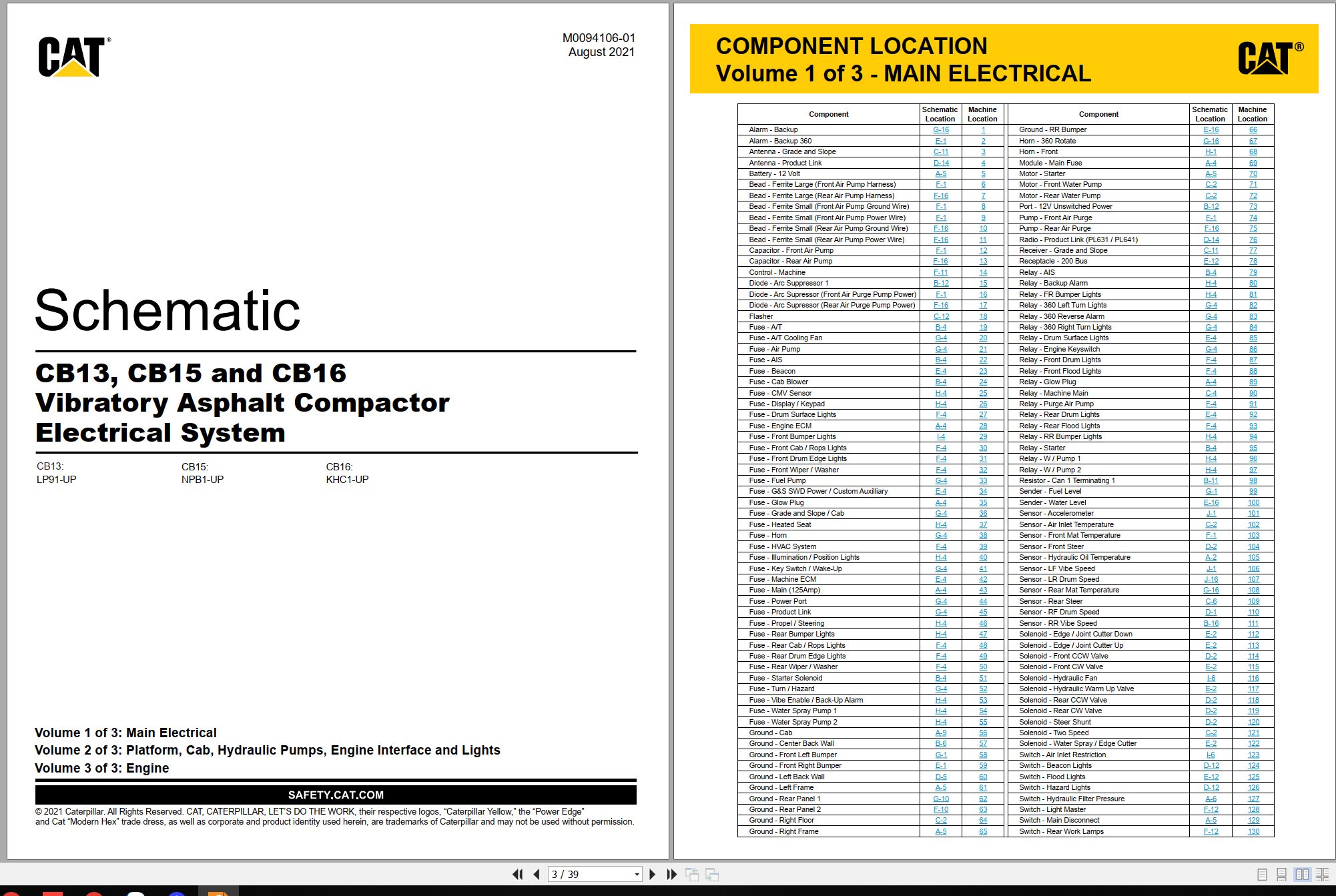 CAT Vibratory Asphalt Compactor CB15 Electrical Hydraulic Schematic (1)