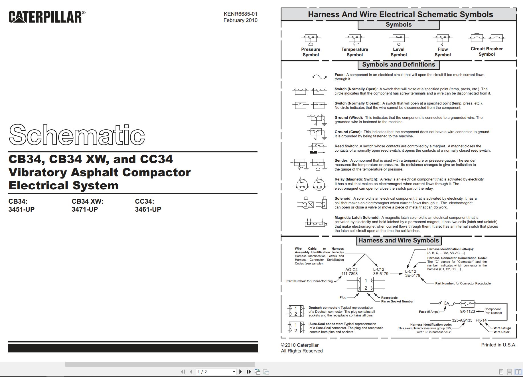 CAT Vibratory Asphalt Compactor CB34 Electrical Hydraulic Schematic (1)