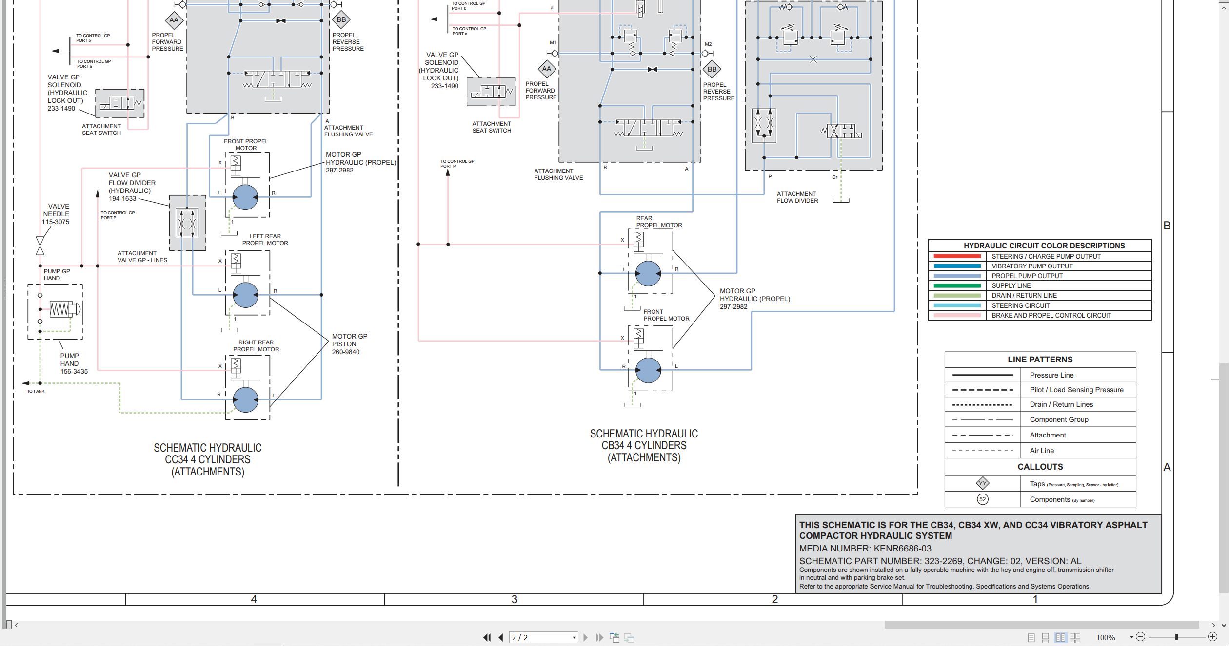 CAT Vibratory Asphalt Compactor CB34 Electrical Hydraulic Schematic (3)
