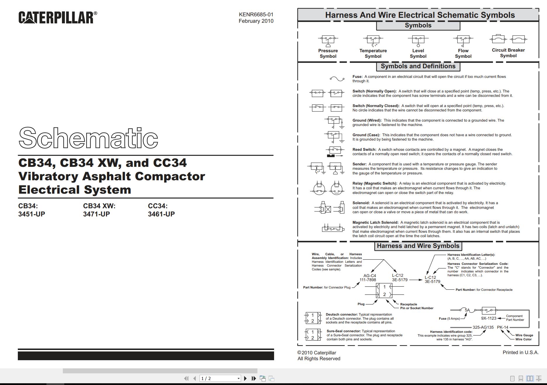 CAT Vibratory Asphalt Compactor CB34 XW Electrical Hydraulic Schematic (1)