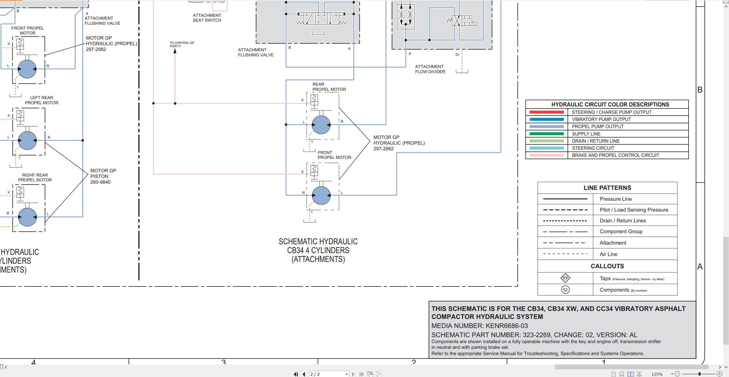 CAT Vibratory Asphalt Compactor CB34 XW Electrical Hydraulic Schematic (3)