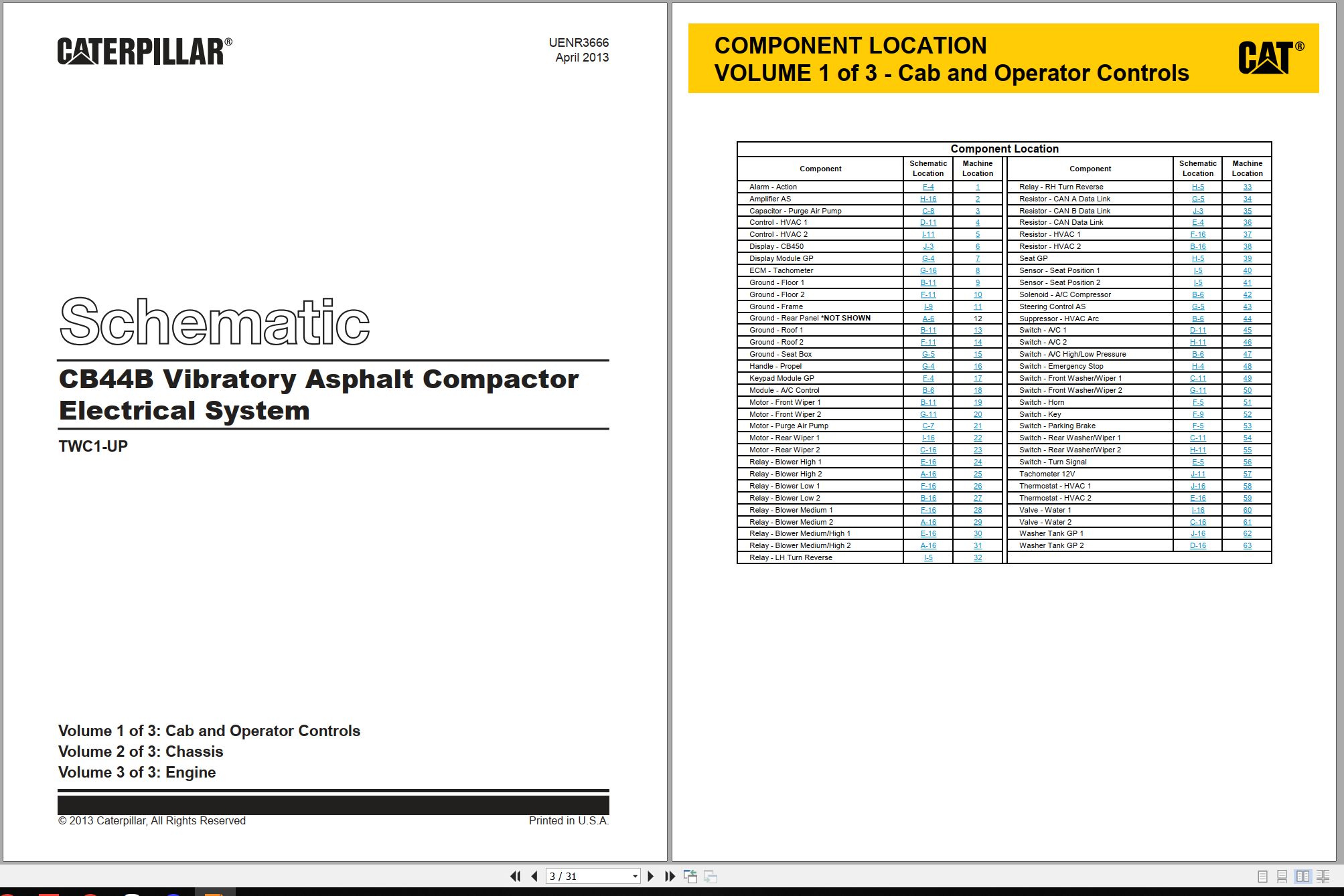 CAT Vibratory Asphalt Compactor CB44B Electrical Hydraulic Schematic (1)