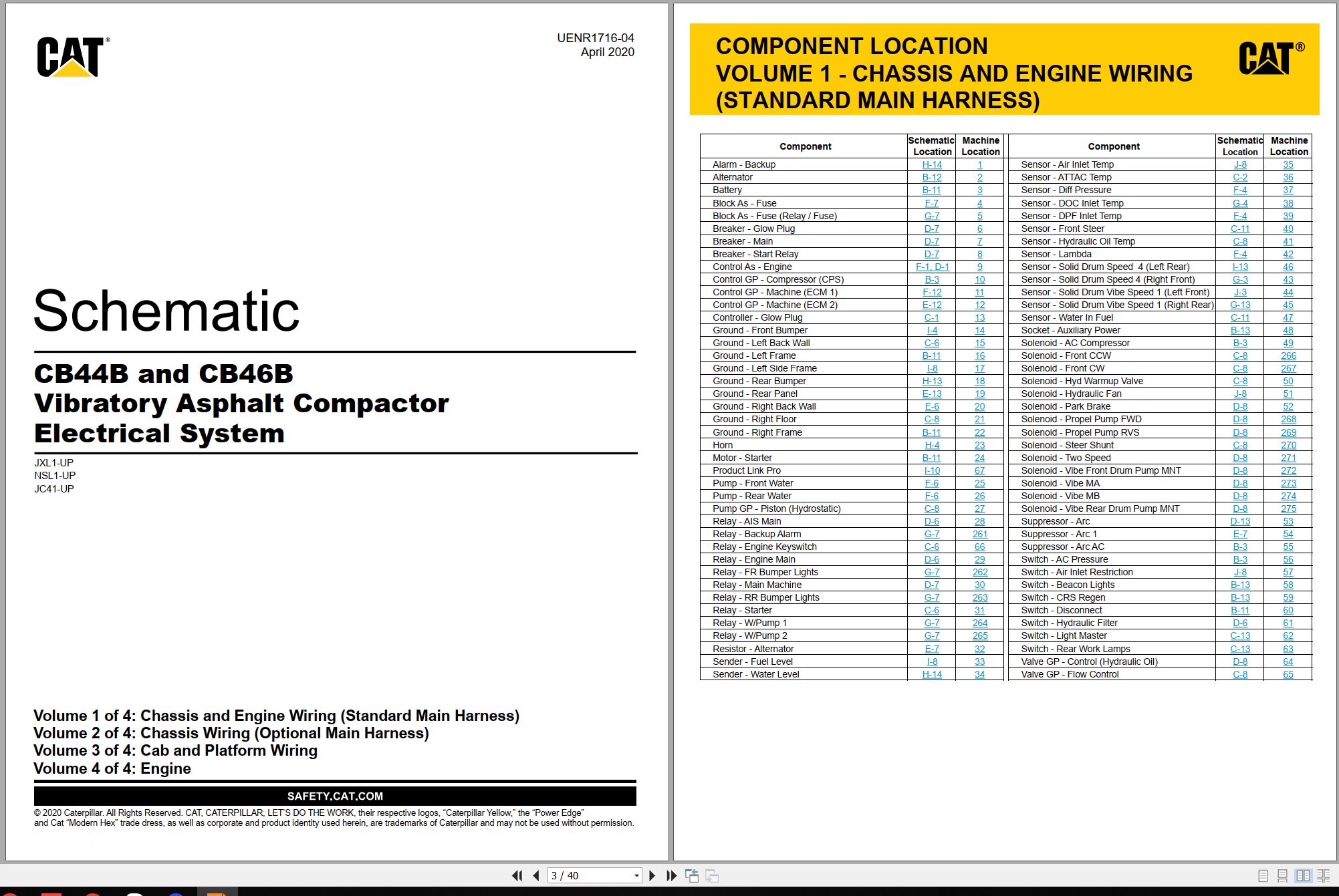 CAT Vibratory Asphalt Compactor CB46B Electrical Hydraulic Schematic (1)