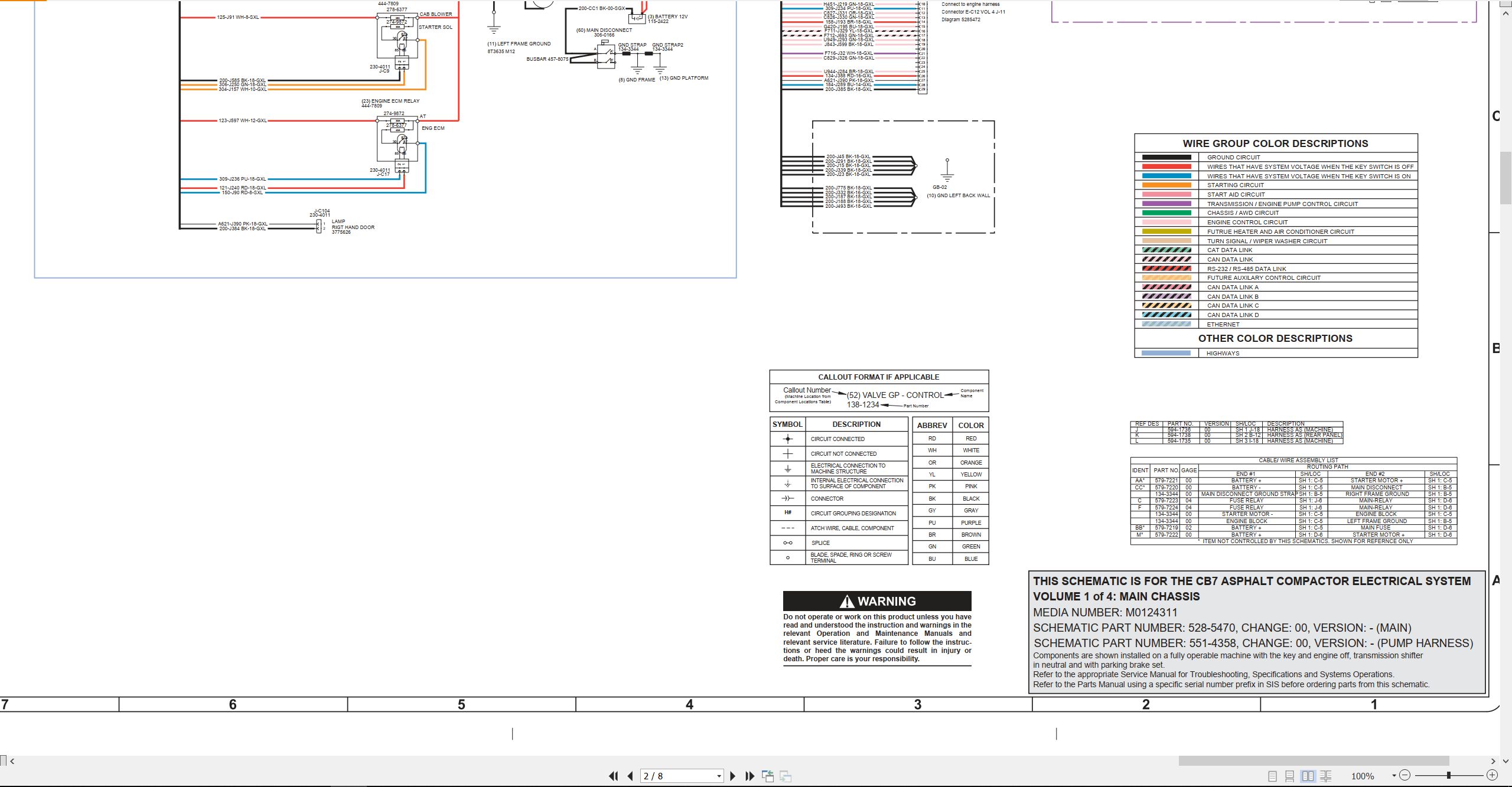 CAT Vibratory Asphalt Compactor CB7 Electrical Hydraulic Schematic (2)