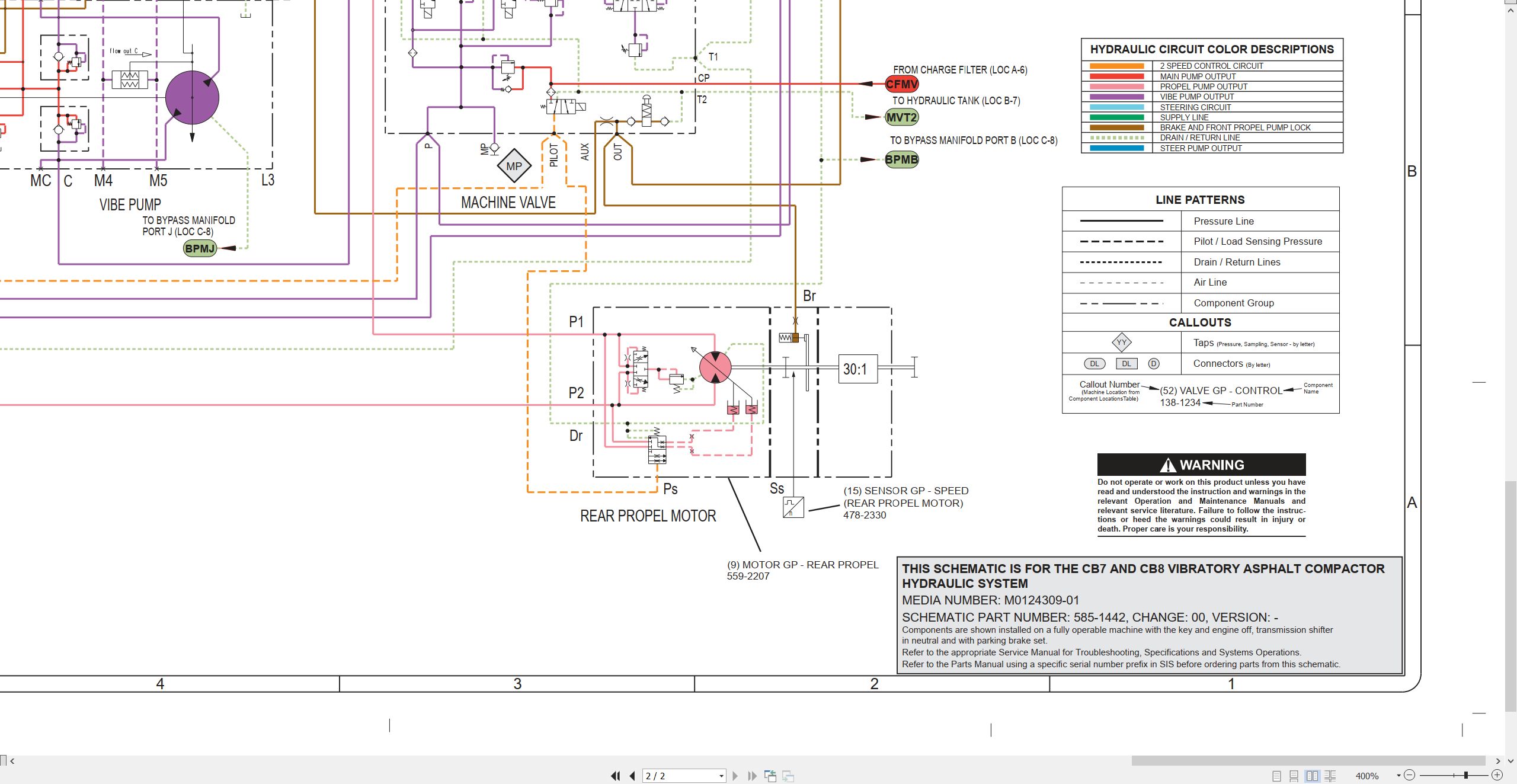 CAT Vibratory Asphalt Compactor CB7 Electrical Hydraulic Schematic (3)