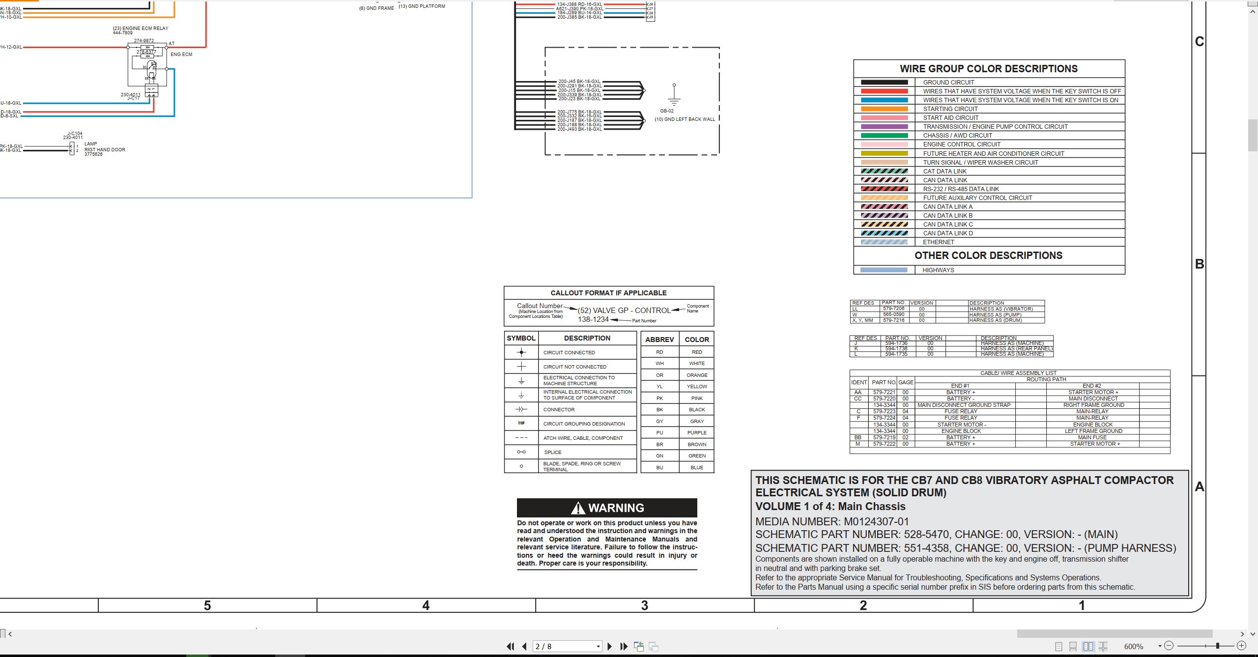 CAT Vibratory Asphalt Compactor CB8 Electrical Hydraulic Schematic (2)