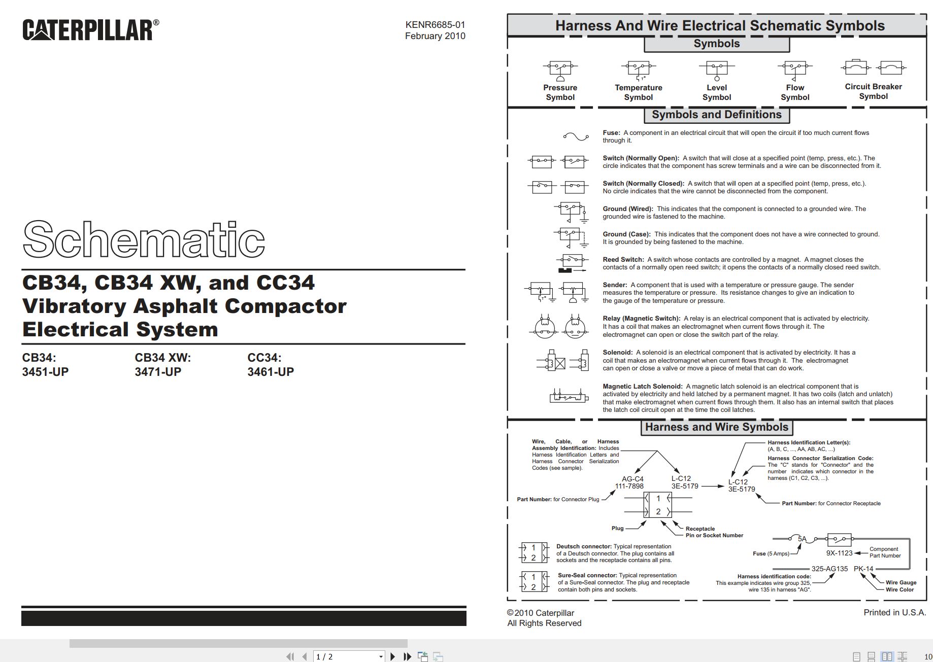 CAT Vibratory Asphalt Compactor CC34 Electrical Schematic Hydraulic Schematic (1)