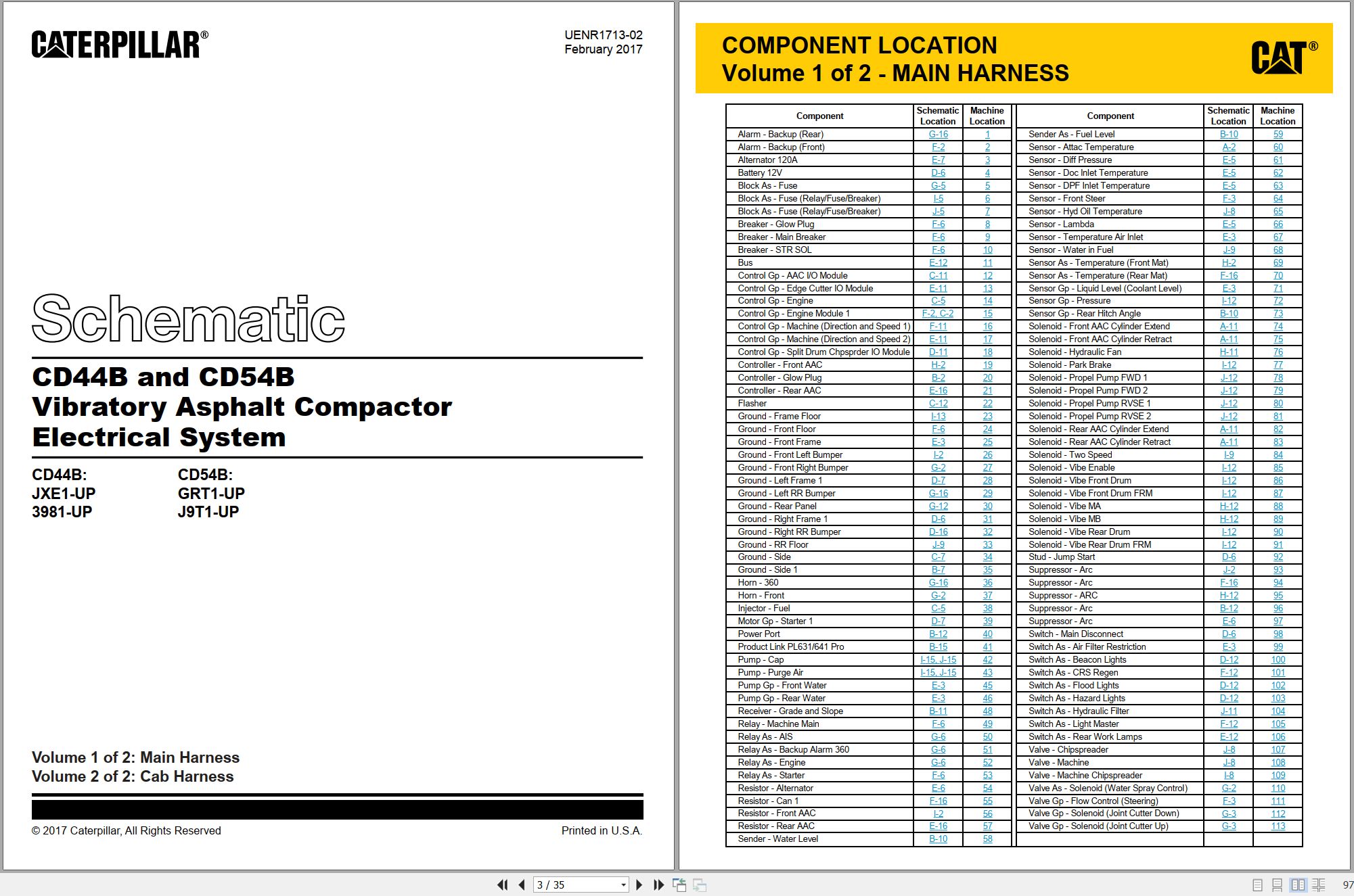 CAT Vibratory Asphalt Compactor CD44B Electrical Hydraulic Schematic (1)