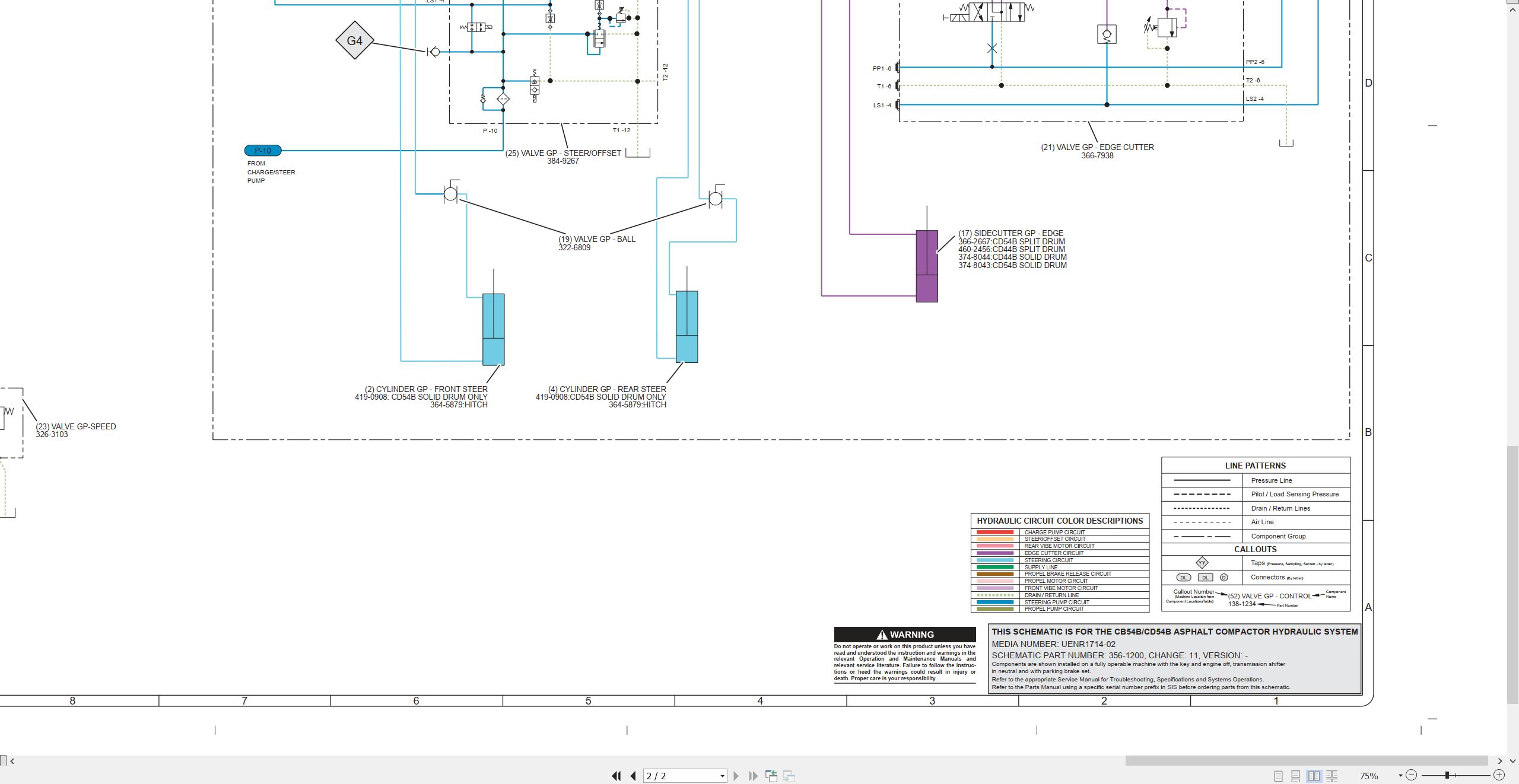 CAT Vibratory Asphalt Compactor CD54B Electrical Hydraulic Schematic (3)