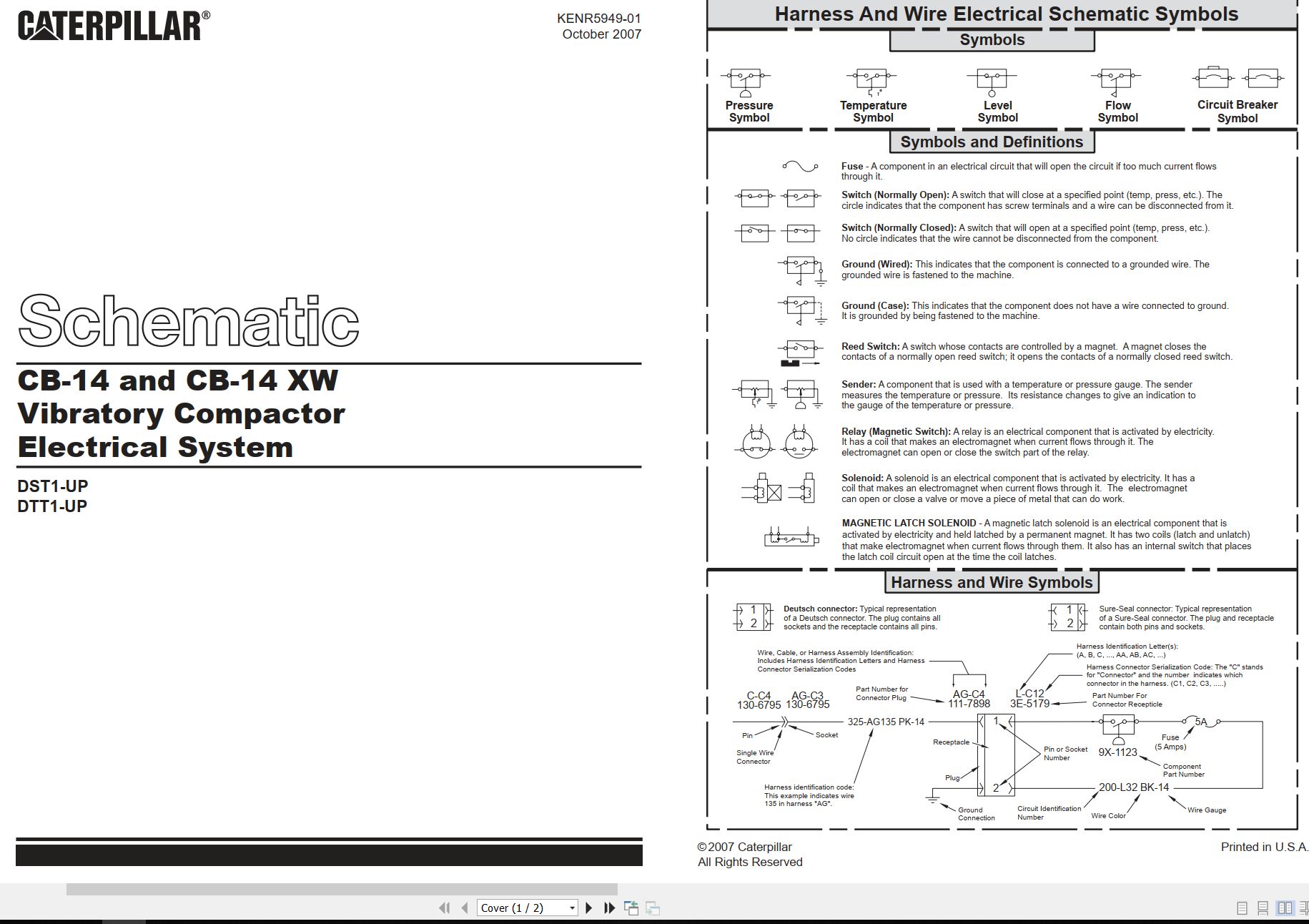 CAT Vibratory Compactor CB 14 XW Electrical Hydraulic Schematic (1)