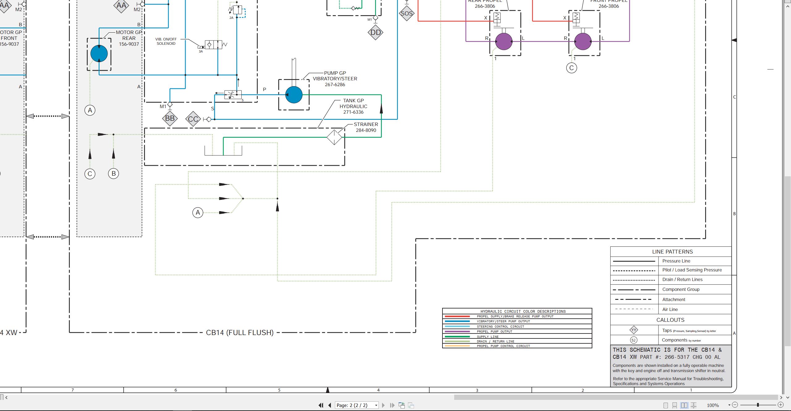 CAT Vibratory Compactor CB 14 XW Electrical Hydraulic Schematic (3)