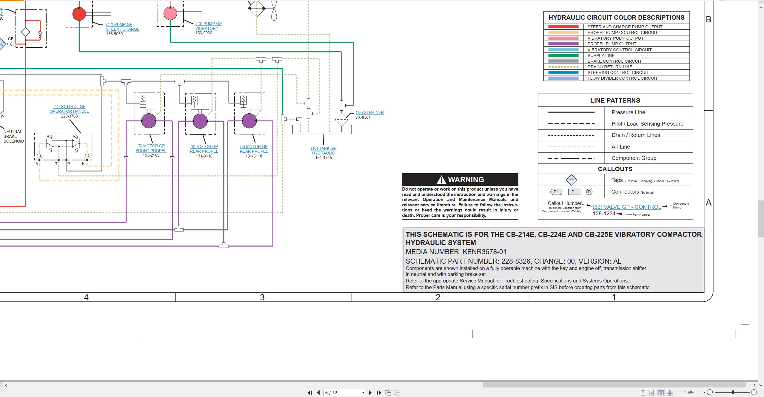 CAT Vibratory Compactor CB 214E Electrical Hydraulic Schematic (3)