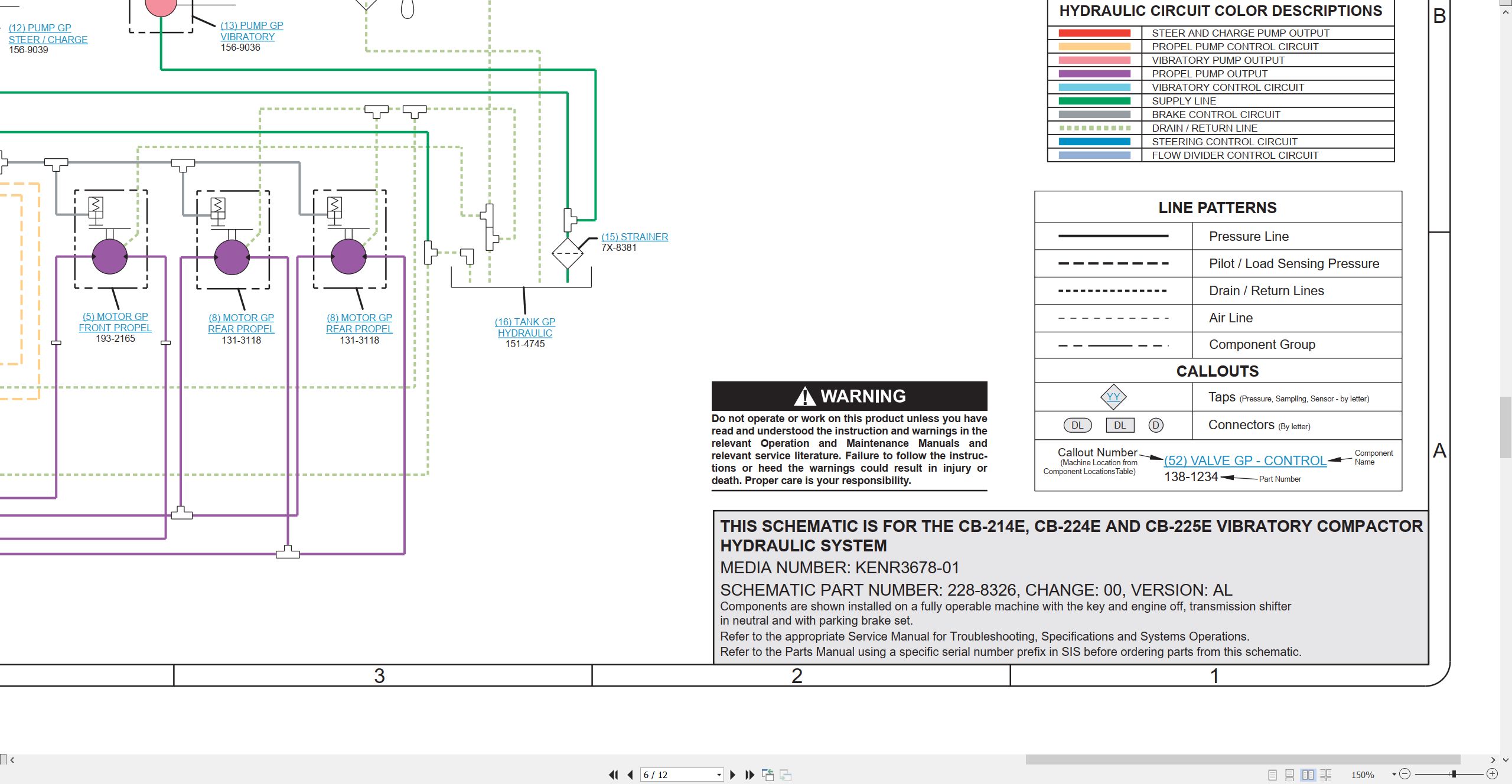 CAT Vibratory Compactor CB 225E Electrical Hydraulic Schematic (3)