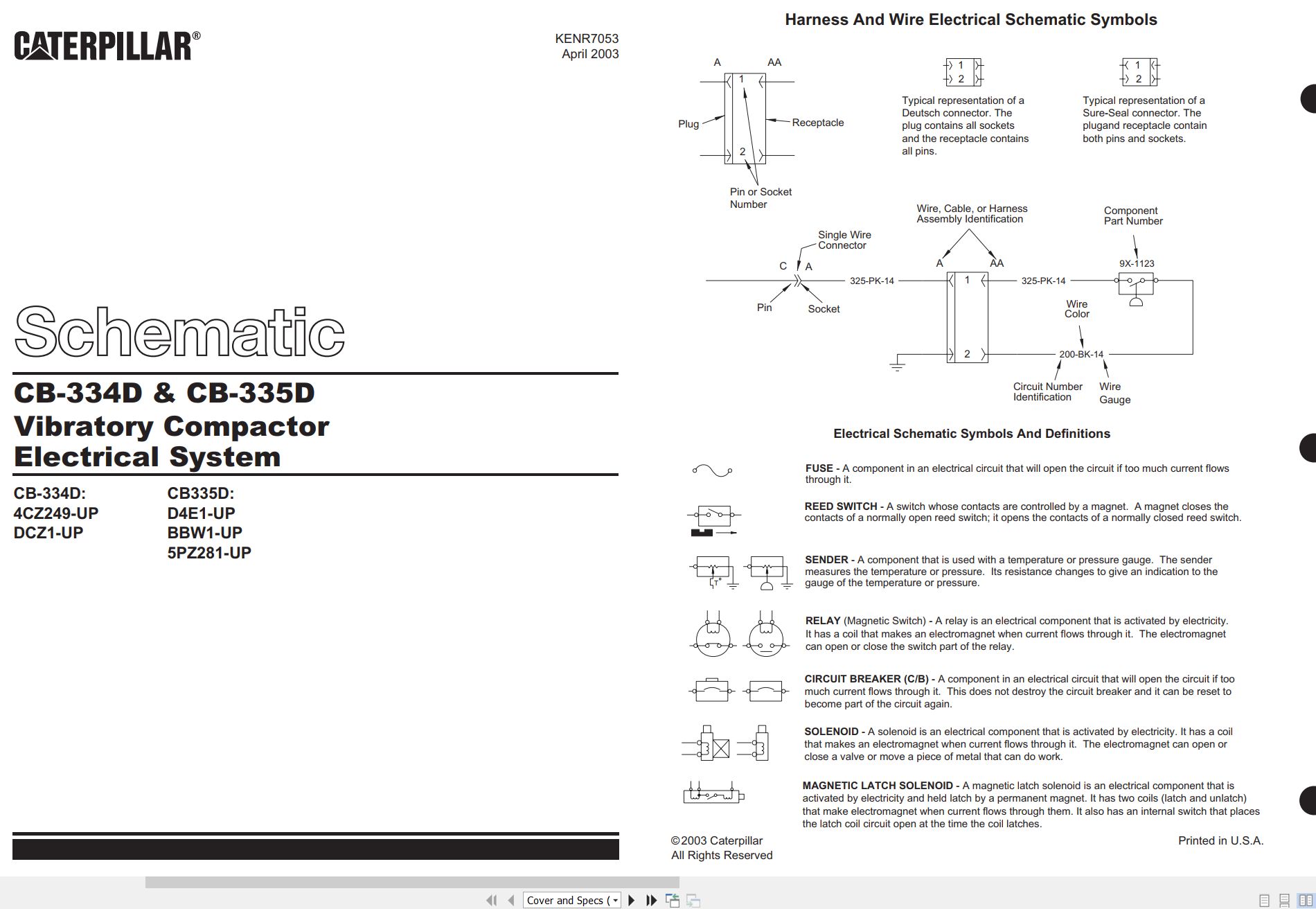 CAT Vibratory Compactor CB 334D Electrical Hydraulic Schematic (1)