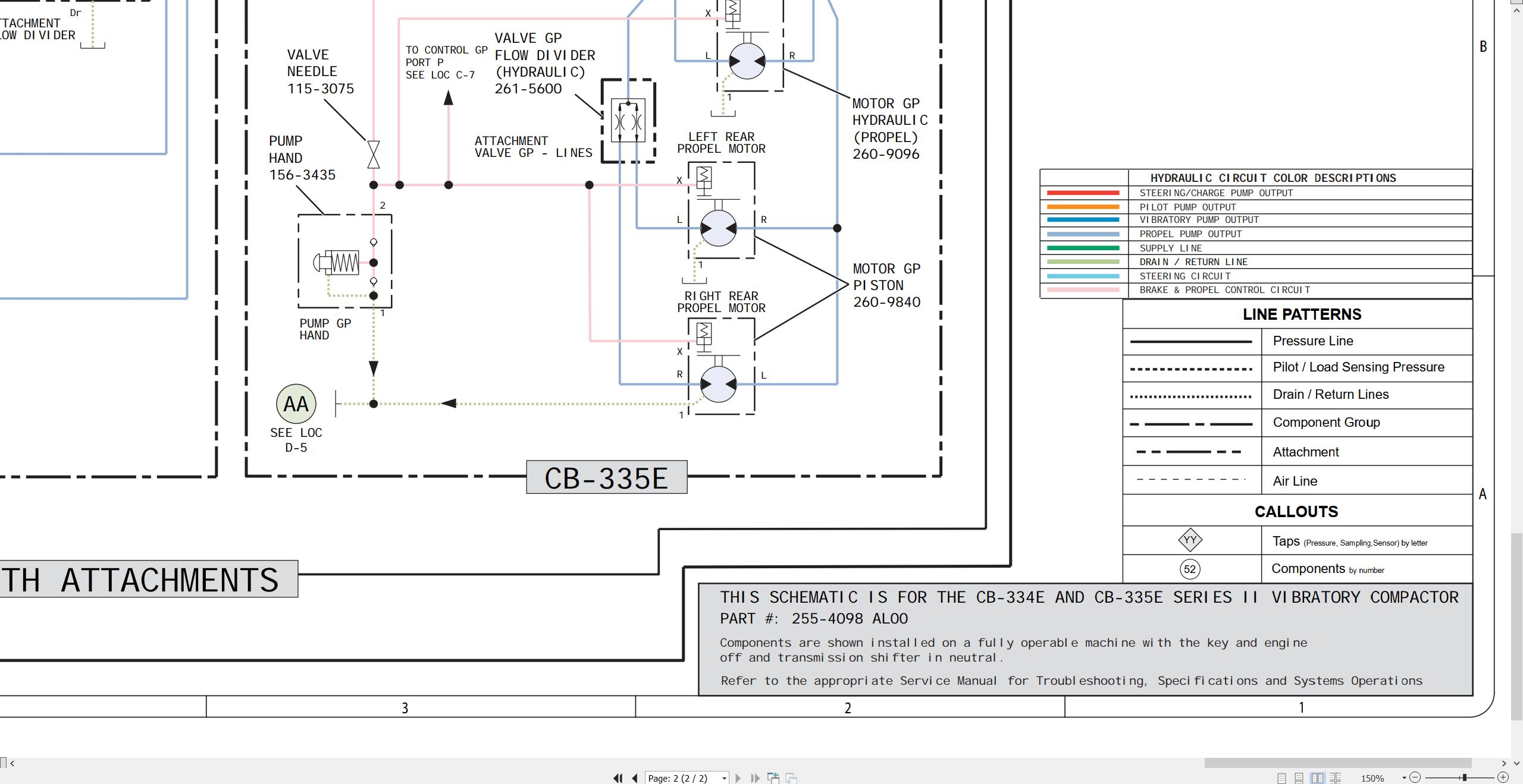 CAT Vibratory Compactor CB 334E CB 335E II Hydraulic Schematic KENR7105 00 2006 (2)