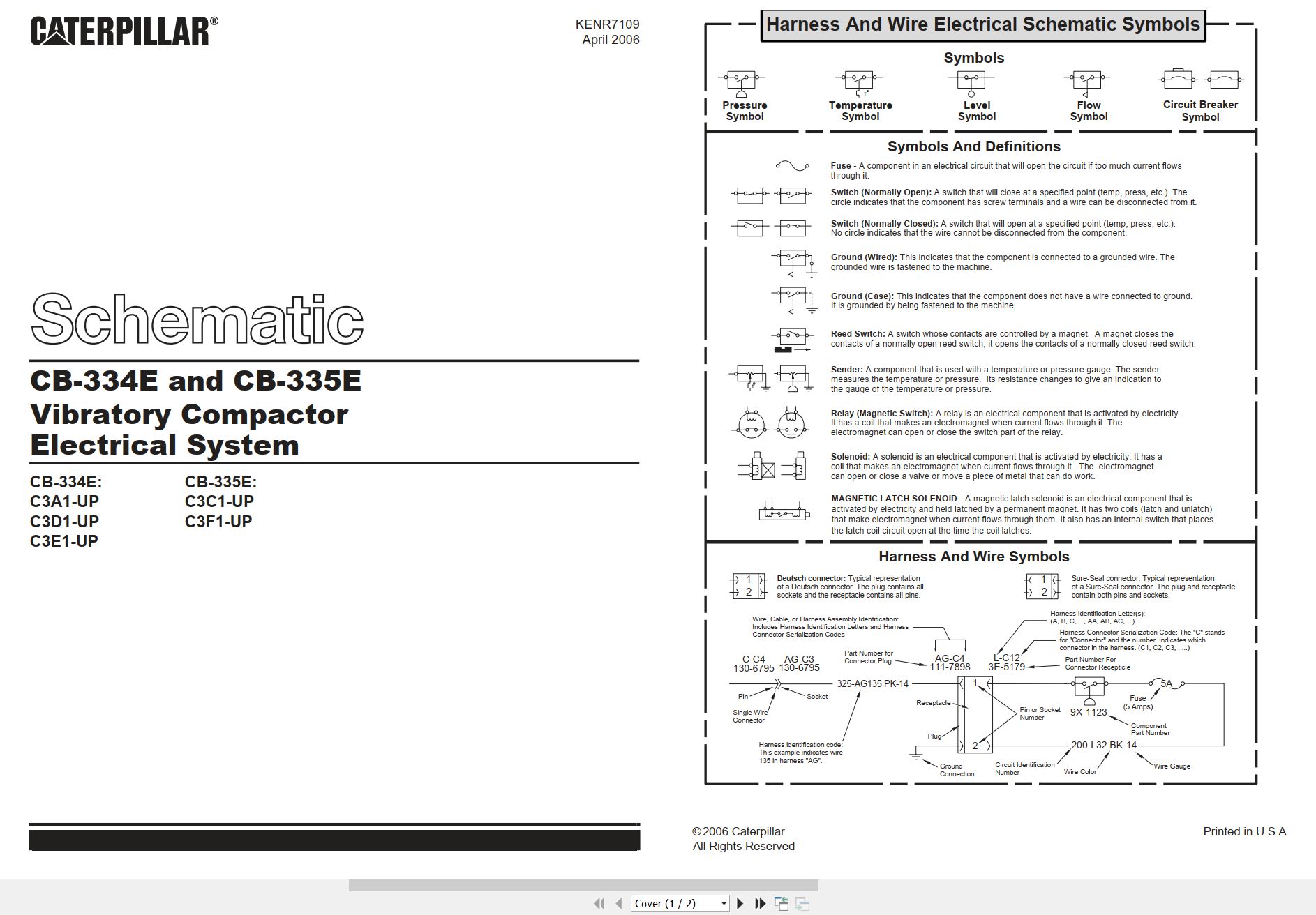 CAT Vibratory Compactor CB 334E Electrical Hydraulic Schematic (1)