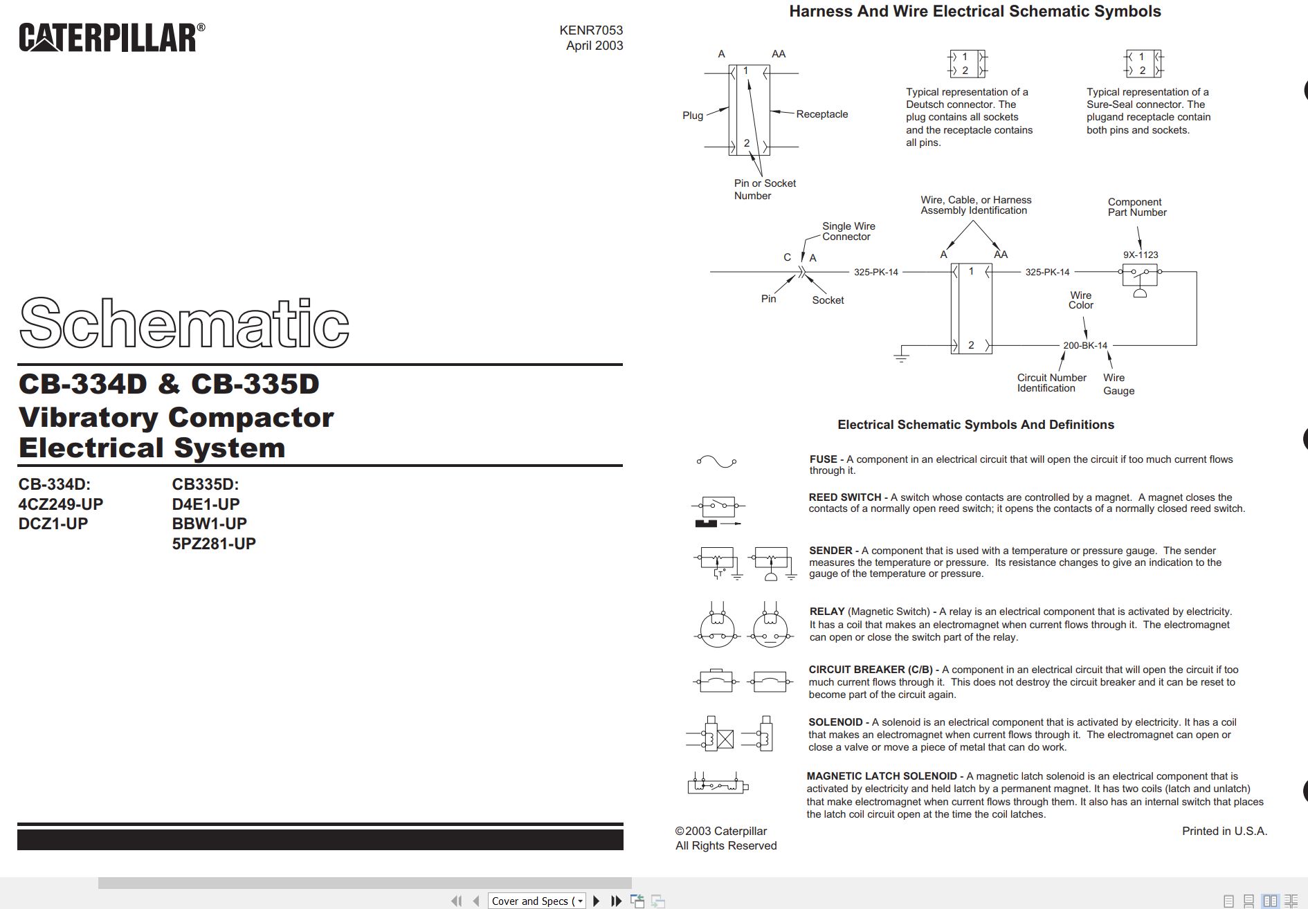 CAT Vibratory Compactor CB 335D Electrical Hydraulic Schematic (1)