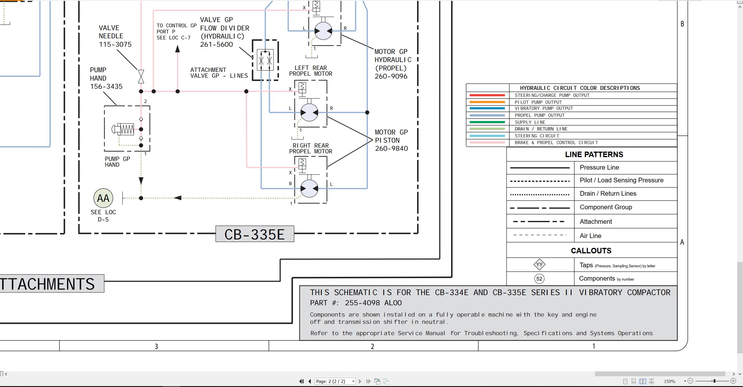 CAT Vibratory Compactor CB 335E II Hydraulic Schematic KENR7105 00 2006 (2)
