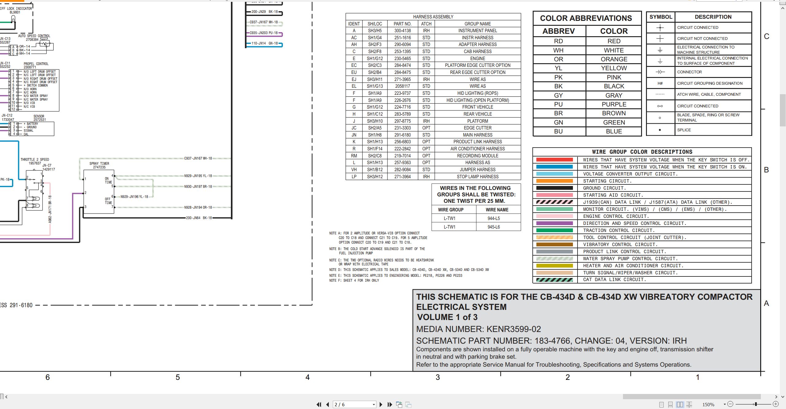 CAT Vibratory Compactor CB 434D Electrical Hydraulic Schematic (2)