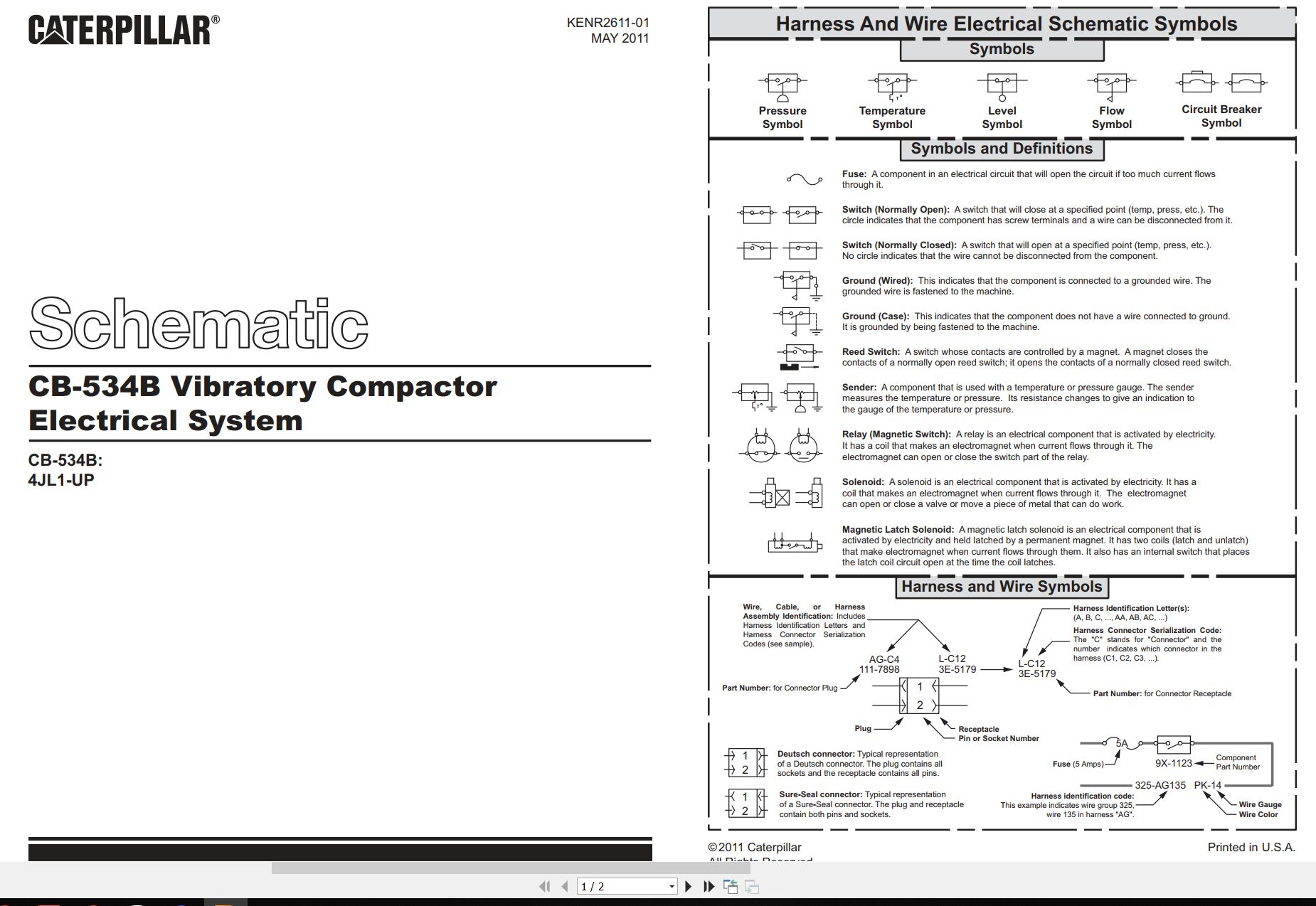 CAT Vibratory Compactor CB 534B Electrical Schematic KENR2611 01 2011 (1)