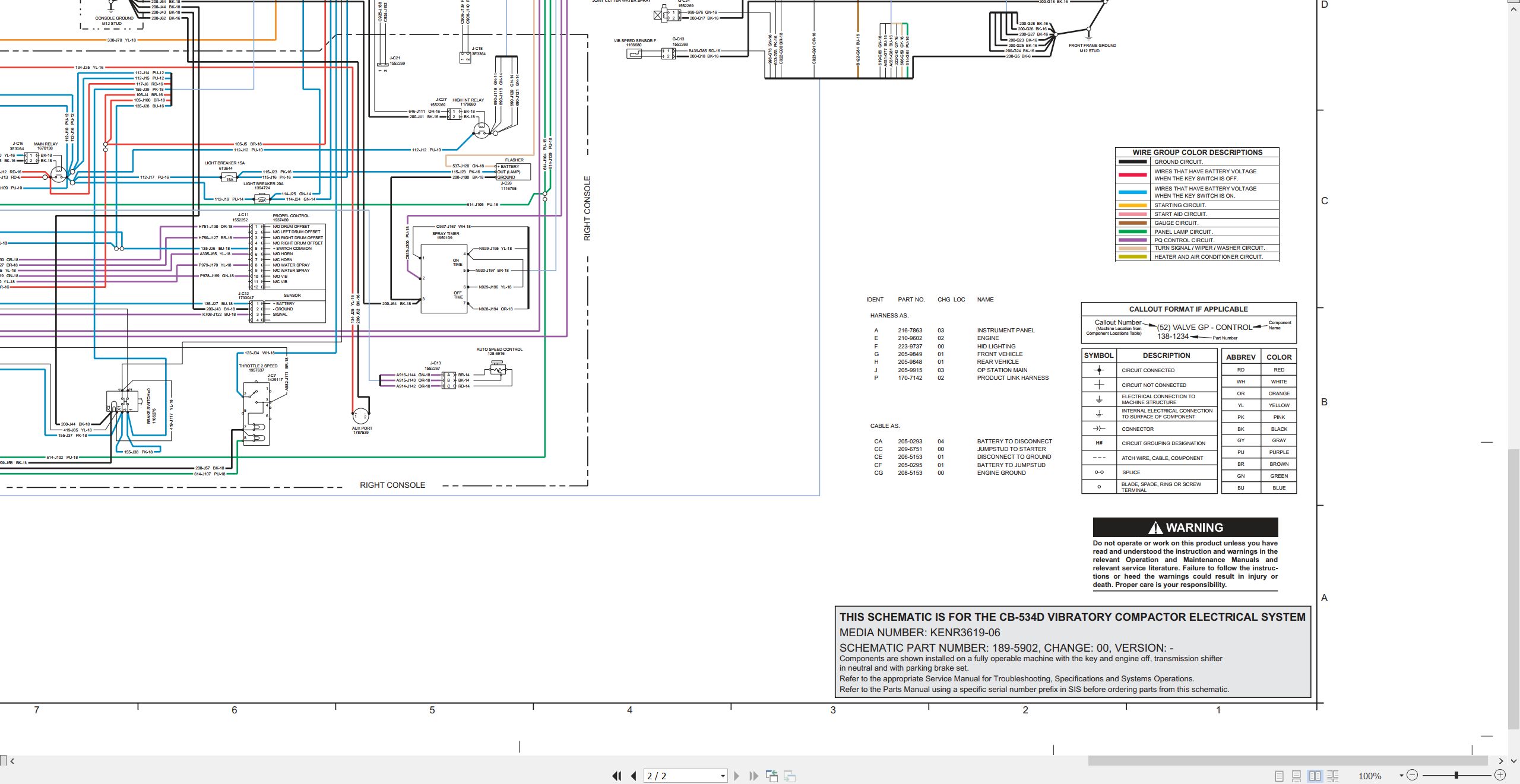 CAT Vibratory Compactor CB 534D Electrical Hydraulic Schematic (2)