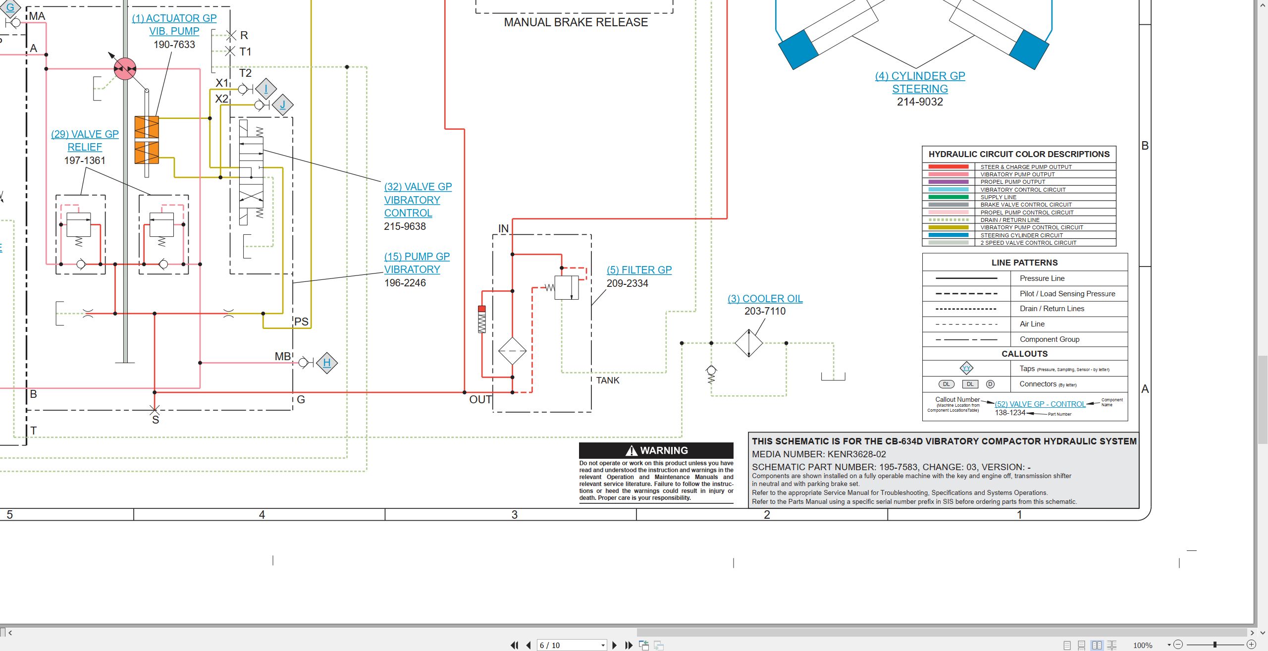 CAT Vibratory Compactor CB 634D Electrical Hydraulic Schematic (3)