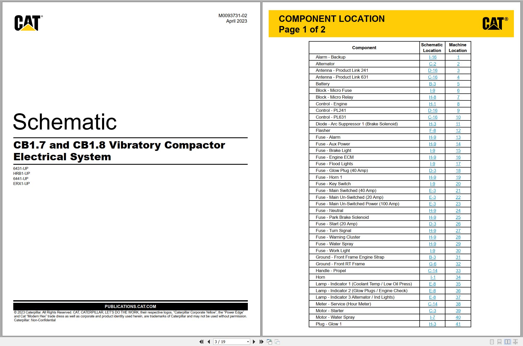 CAT Vibratory Compactor CB1.7 Electrical Hydraulic Schematic (1)