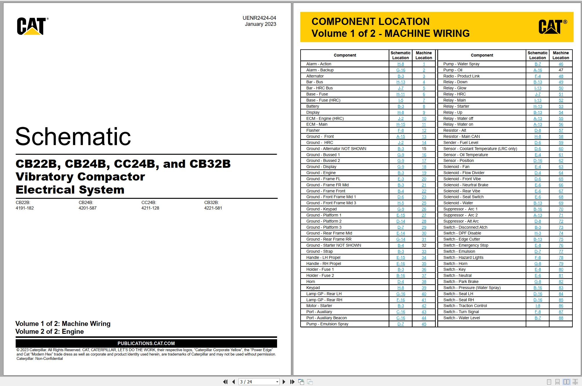CAT Vibratory Compactor CB22B Electrical Hydraulic Schematic (1)