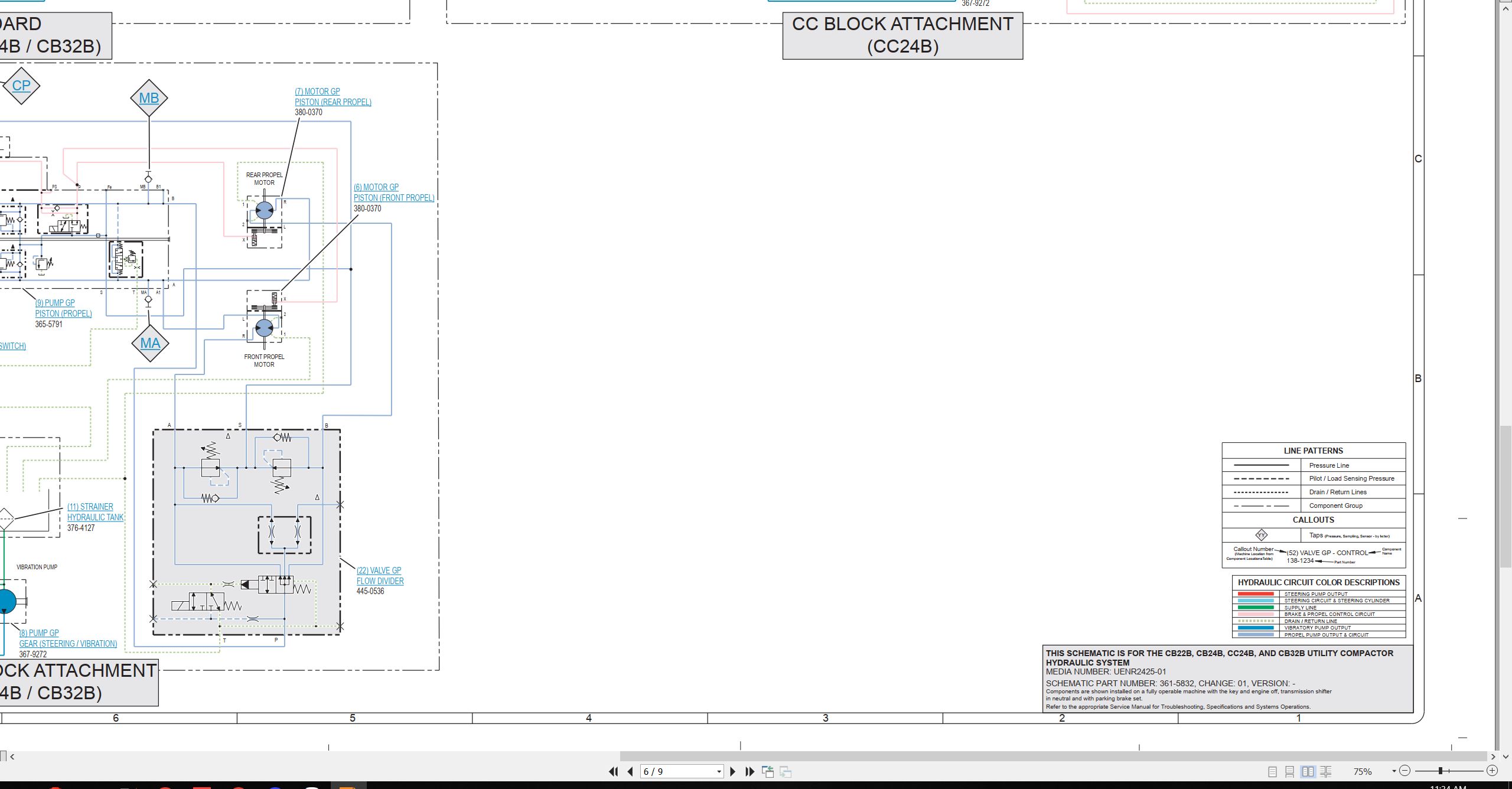 CAT Vibratory Compactor CB22B Electrical Hydraulic Schematic (3)