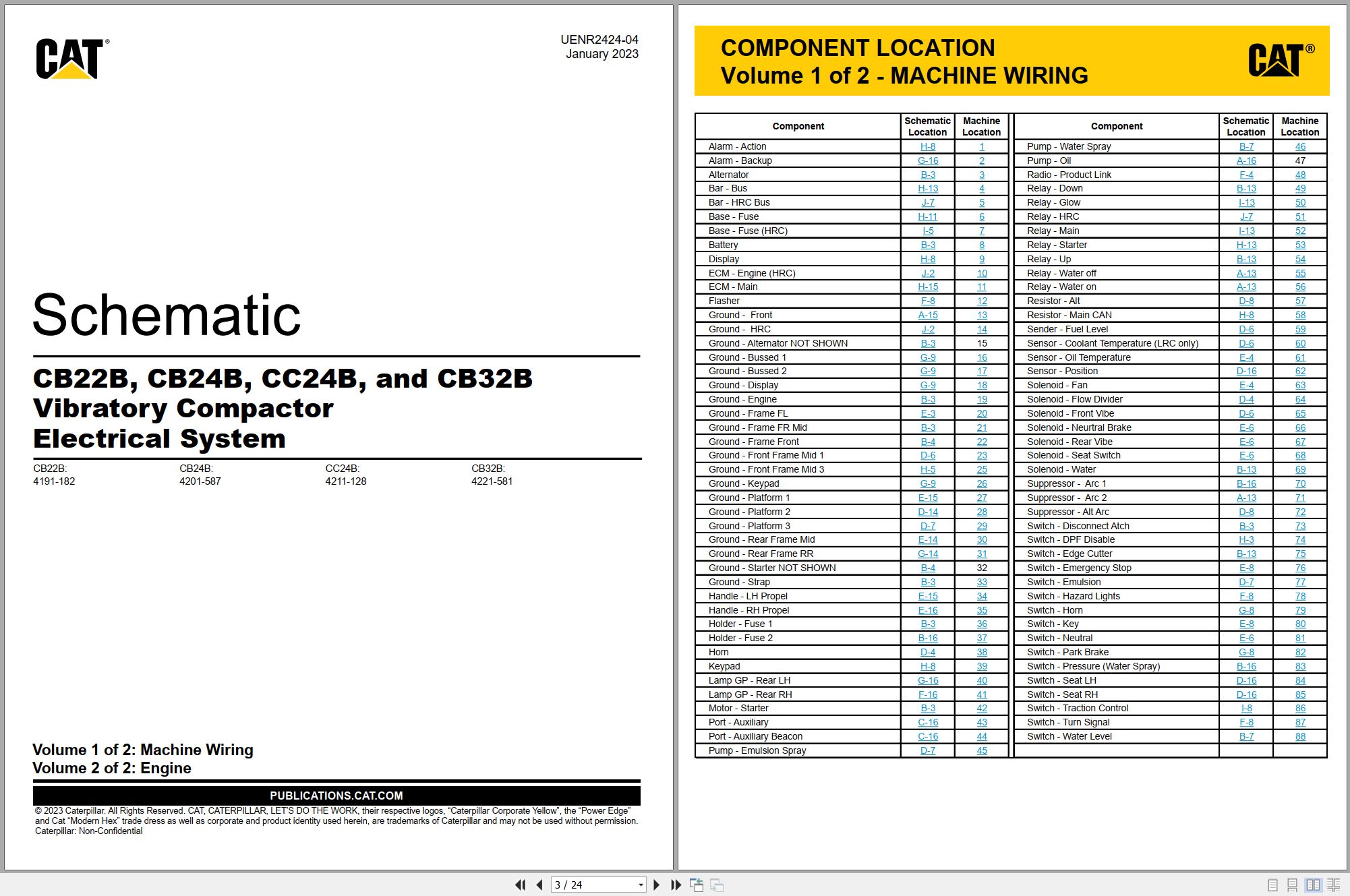 CAT Vibratory Compactor CB24B Electrical Hydraulic Schematic (1)