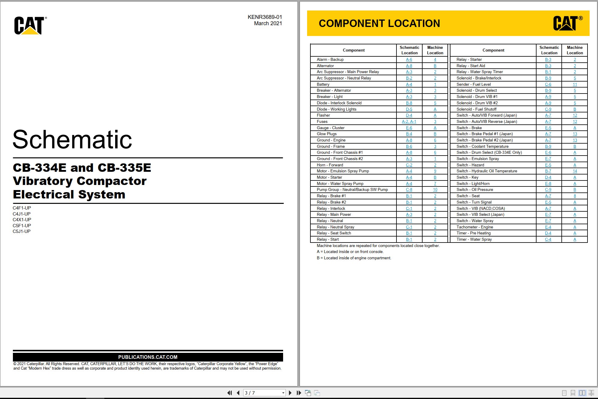 CAT Vibratory Compactor CB335E Electrical Hydraulic Schematic (1)