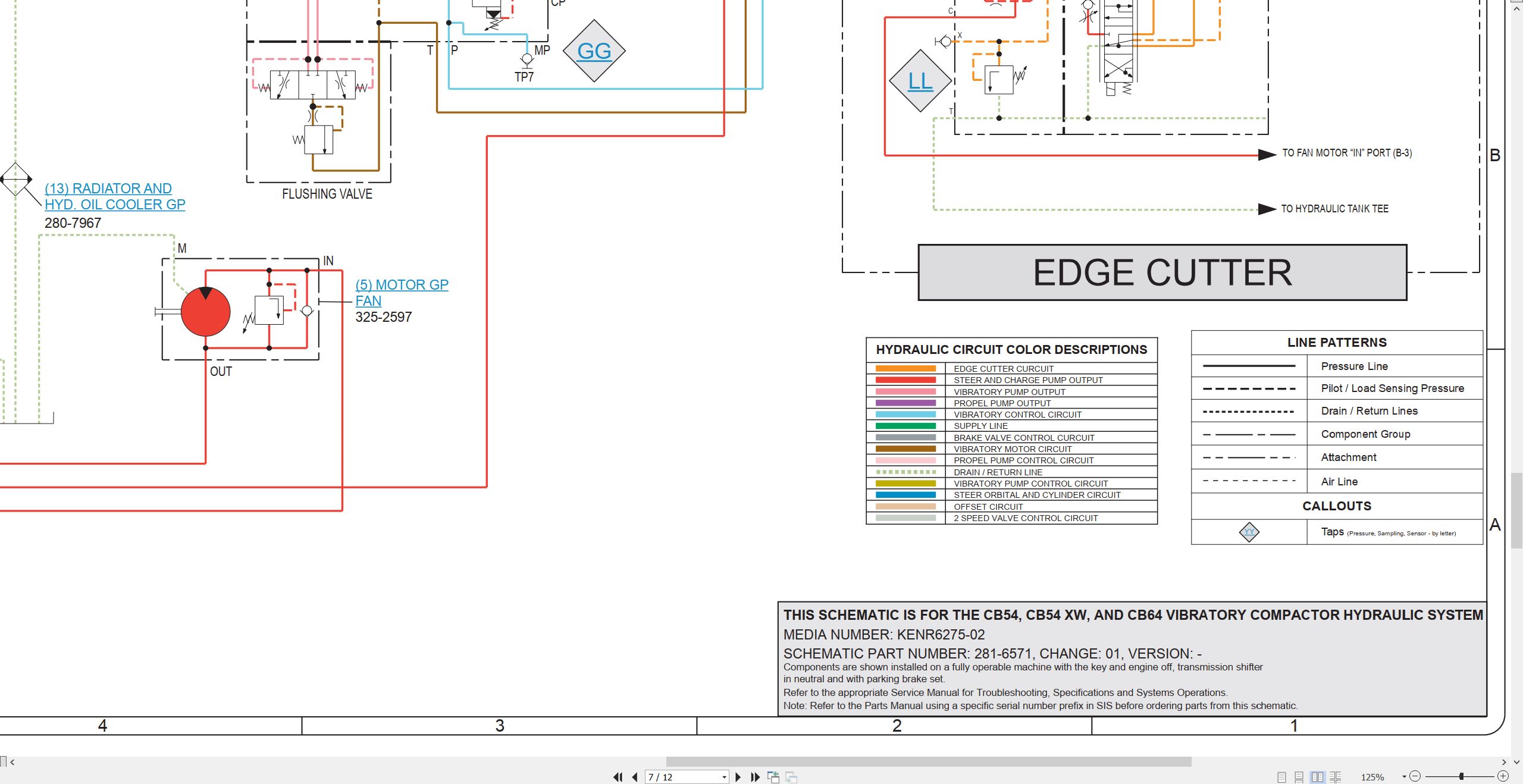 CAT Vibratory Compactor CB54 CB54 XW CB64 Hydraulic Schematic KENR6275 02 2013 (2)