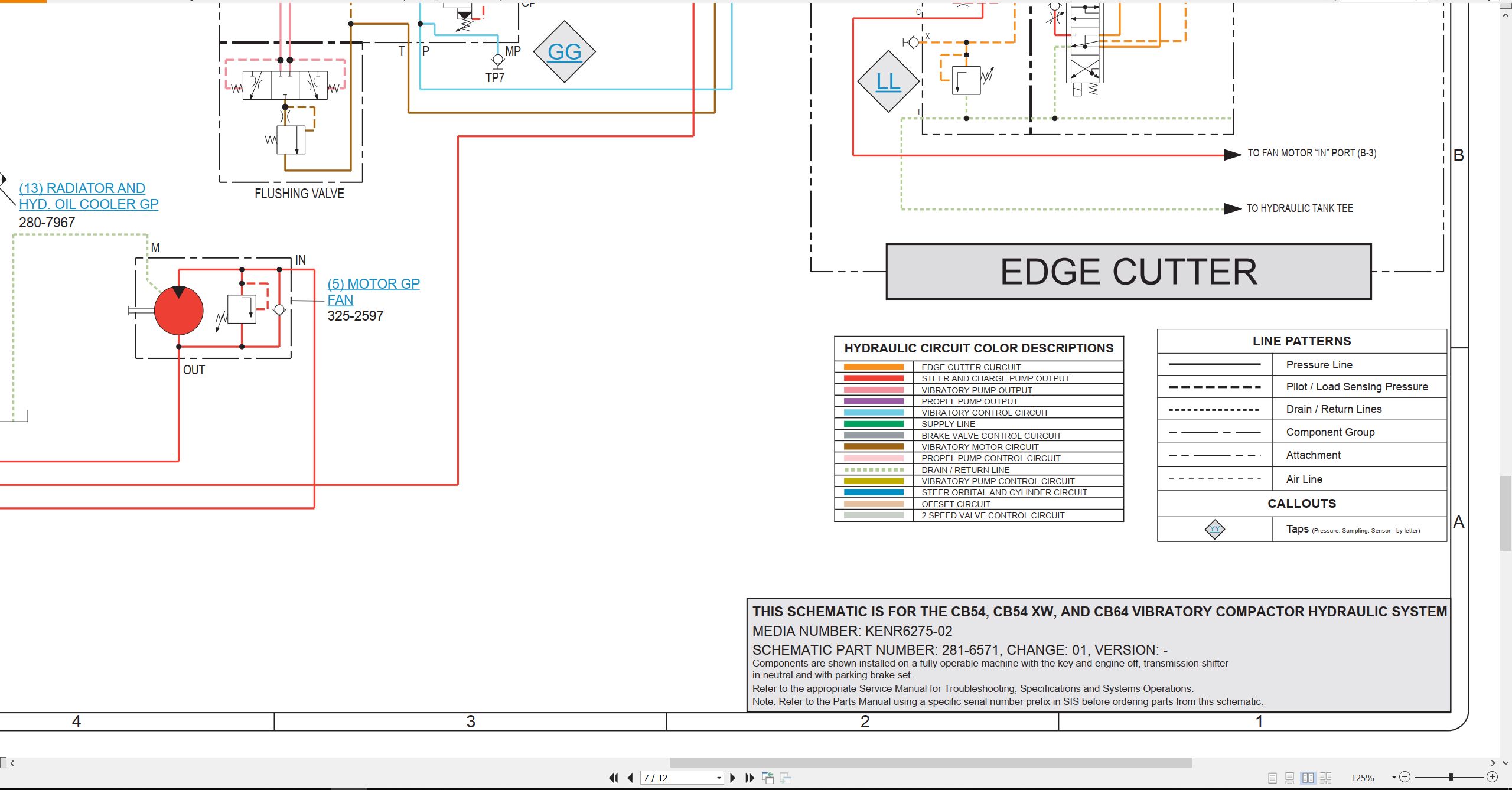 CAT Vibratory Compactor CB54 to CB64 Hydraulic Schematic KENR6275 02 2013 (2)