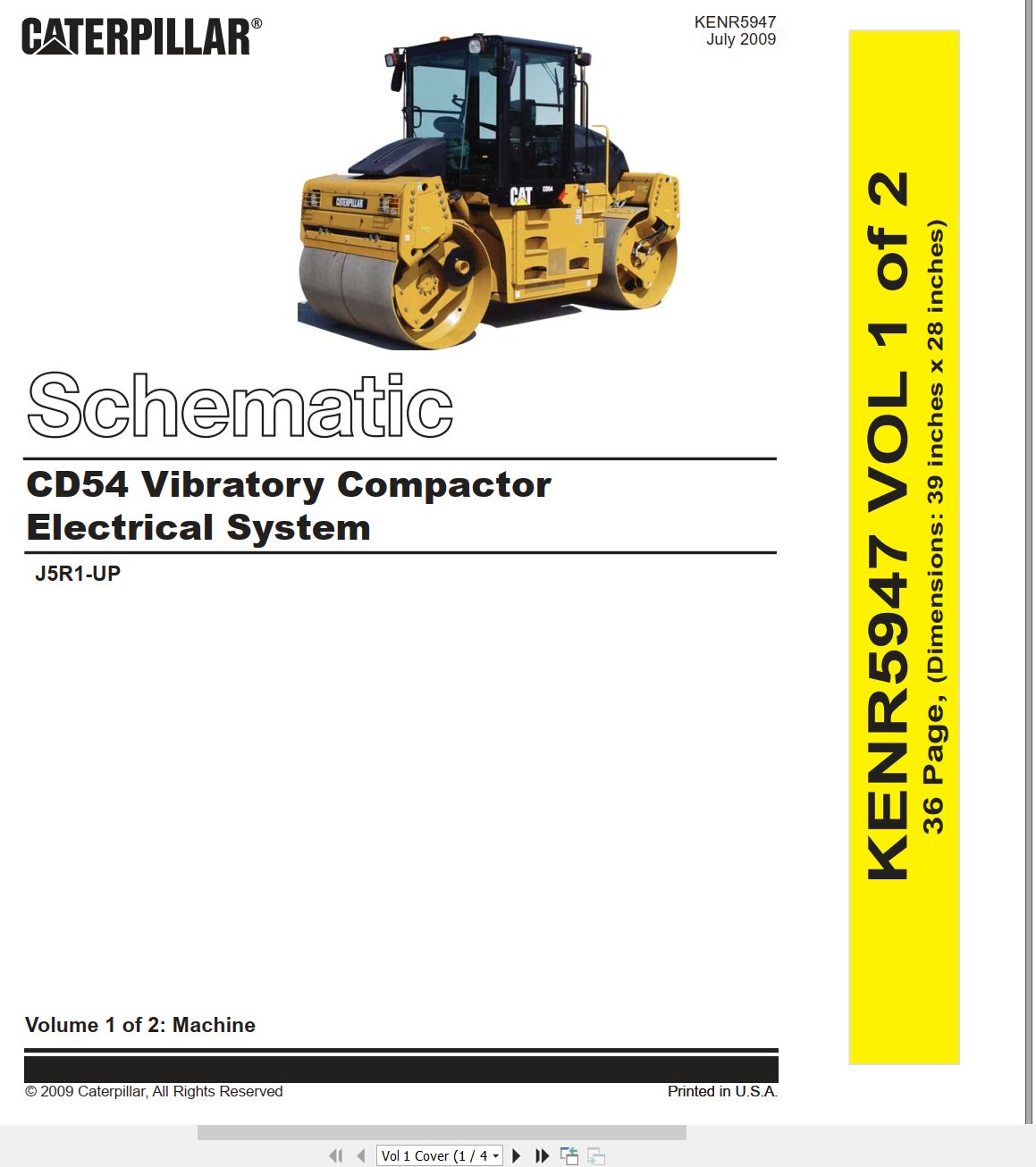 CAT Vibratory Compactor CD54 Electrical Schematic Hydraulic Schematic (1)