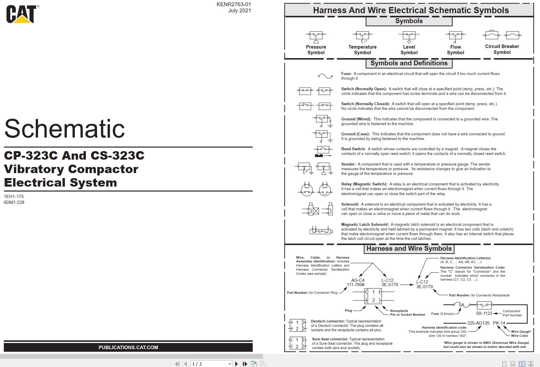 CAT Vibratory Compactor CP 323C Electrical Hydraulic Schematic (1)