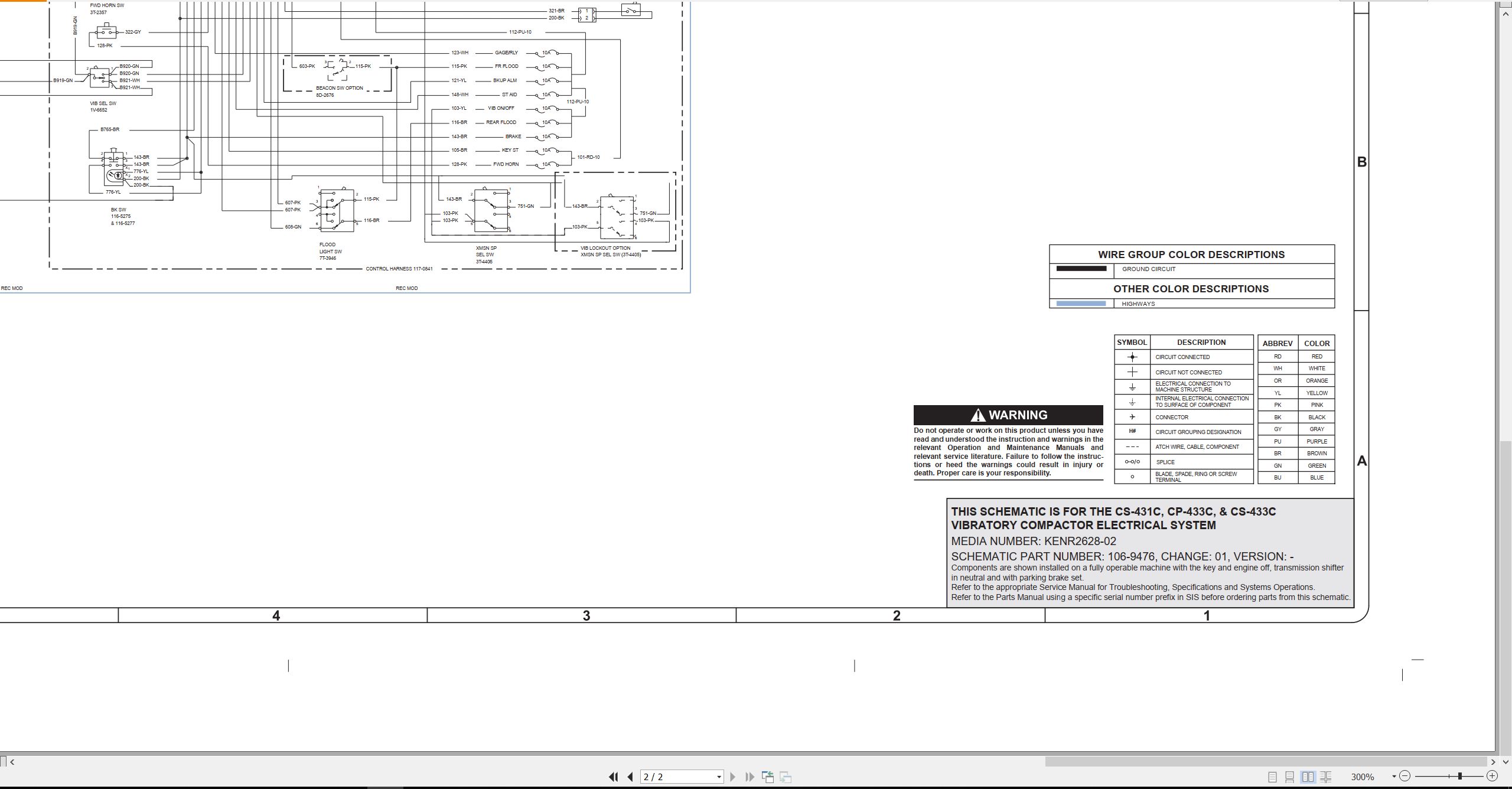 CAT Vibratory Compactor CP 433C Electrical Schematic (2)