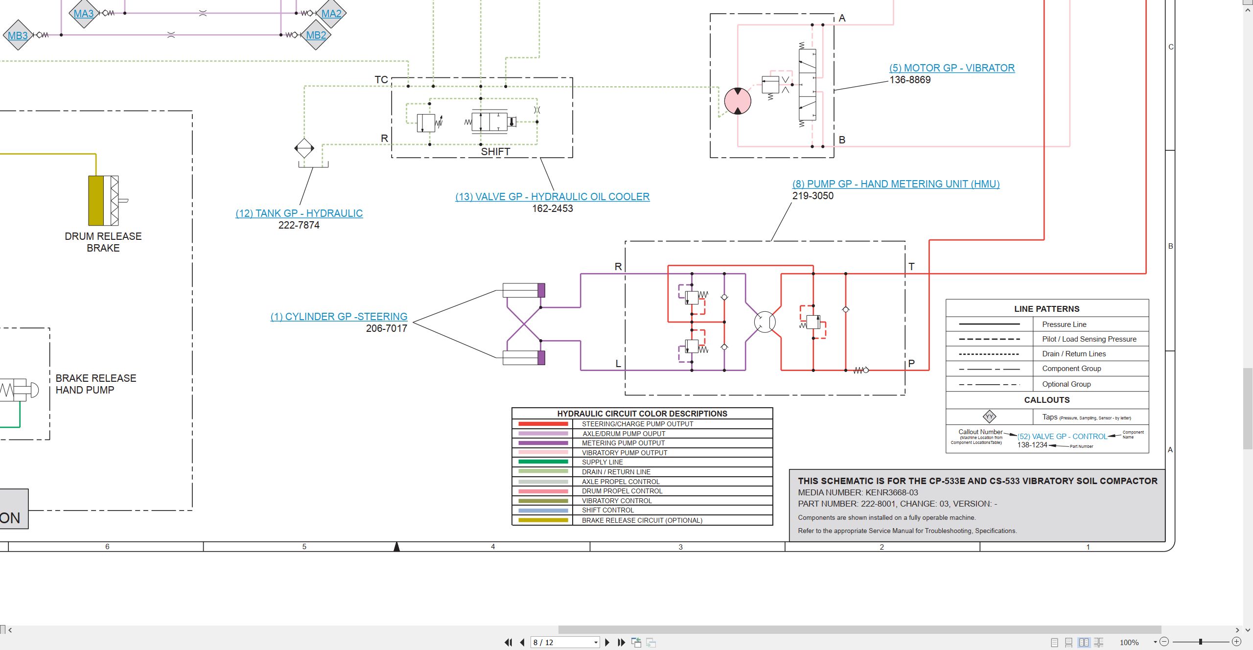 CAT Vibratory Compactor CP 533E Electrical Hydraulic Schematic (3)