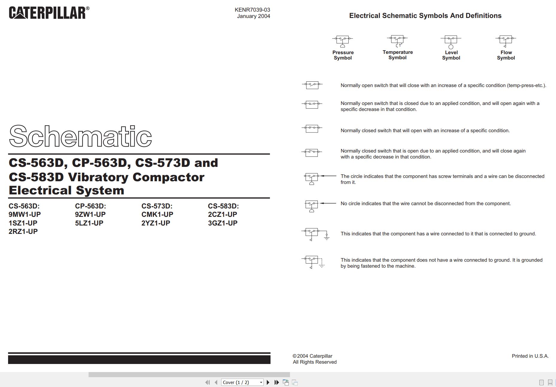 CAT Vibratory Compactor CP 563D Electrical Hydraulic Schematic (1)