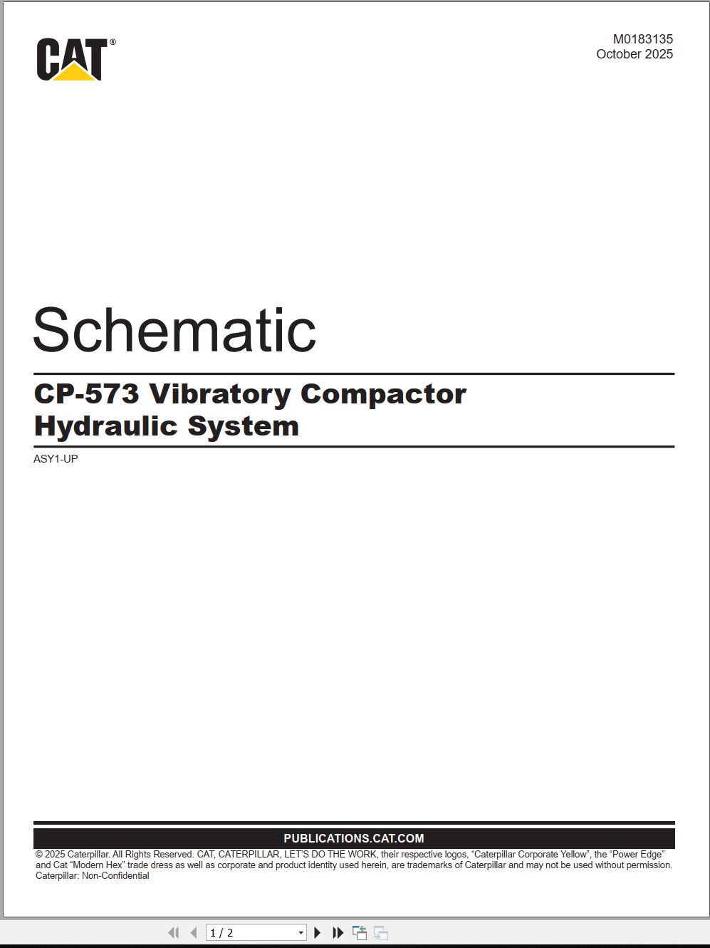CAT Vibratory Compactor CP 573 Hydraulic Schematic M0183135 00 2025 (1)
